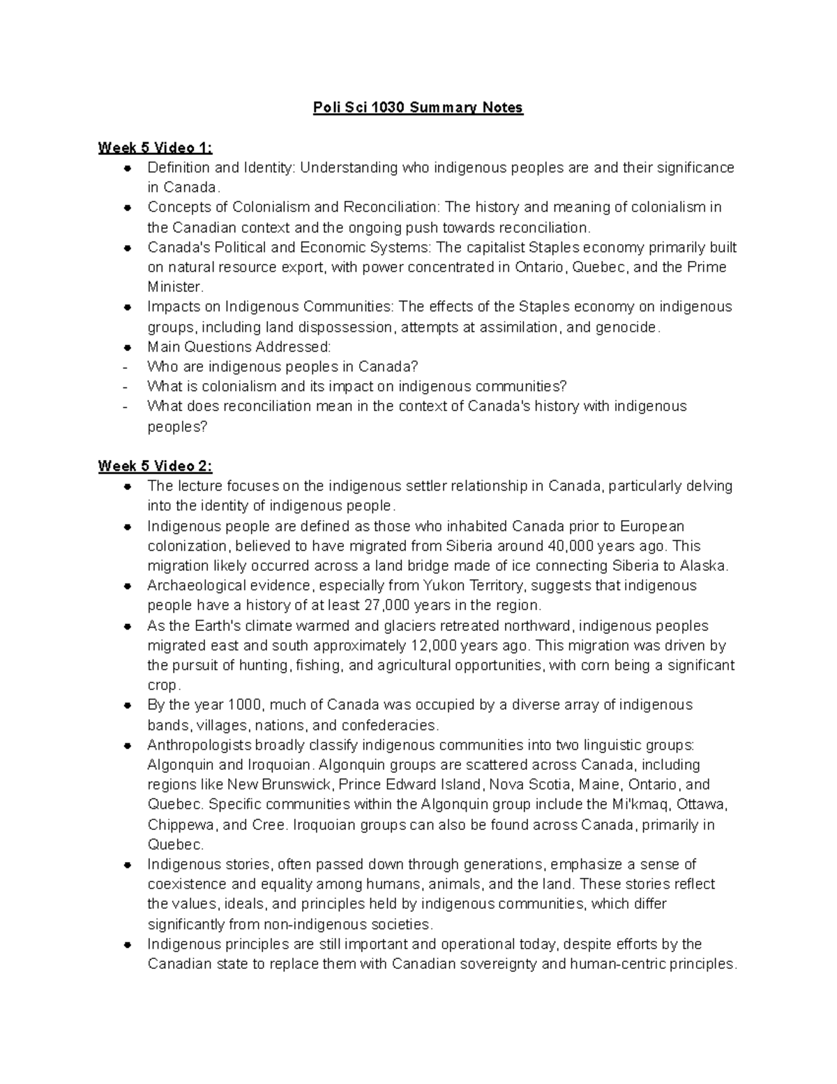 Poli Sci 1030 Summary Notes - Poli Sci 1030 Summary Notes Week 5 Video ...