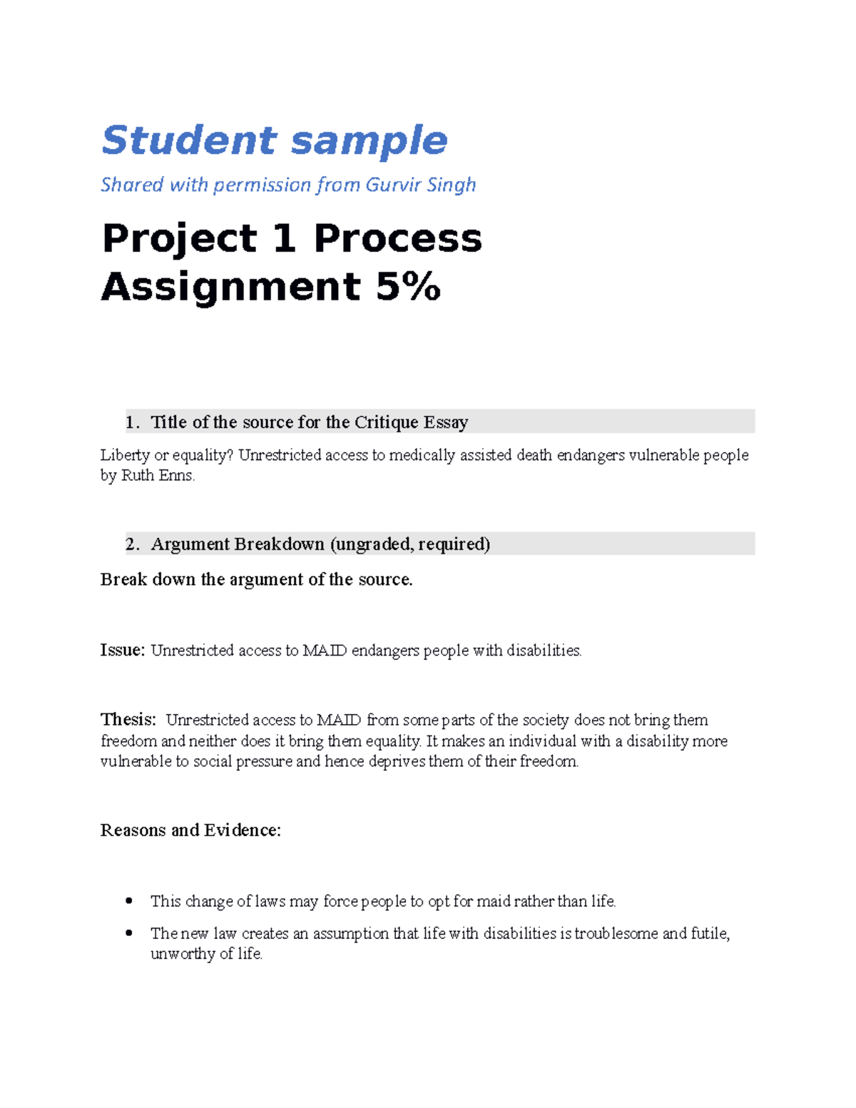 SS-Project 1 Process assignment - Student sample Shared with permission ...