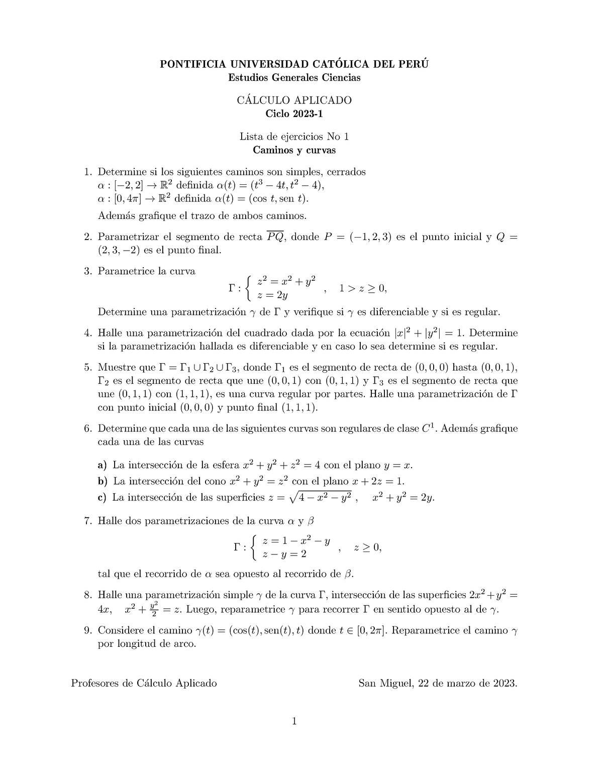 2023-1 CALA Lista 1 - Asignaturas - PONTIFICIA UNIVERSIDAD CAT ́OLICA ...