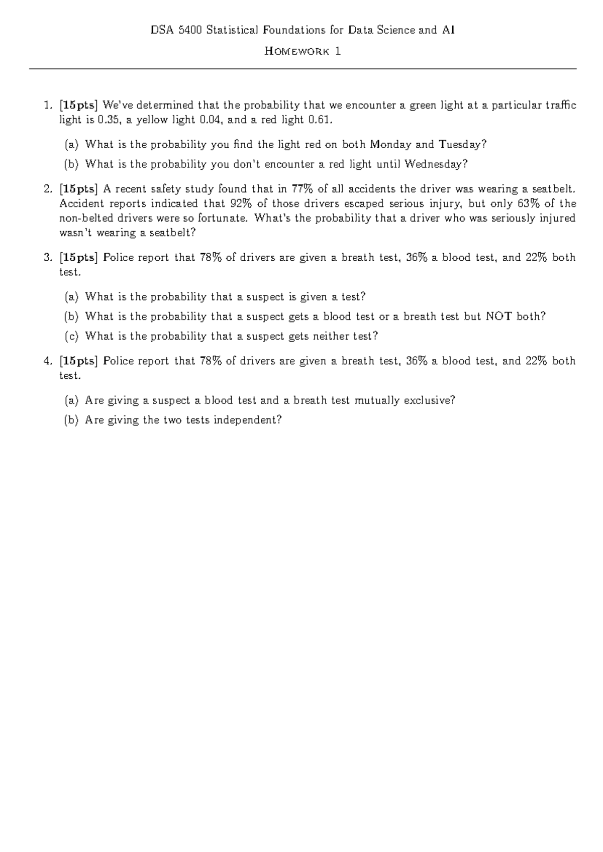 HW1 - Assignment 1 - DSA 5400 Statistical Foundations for Data Science ...