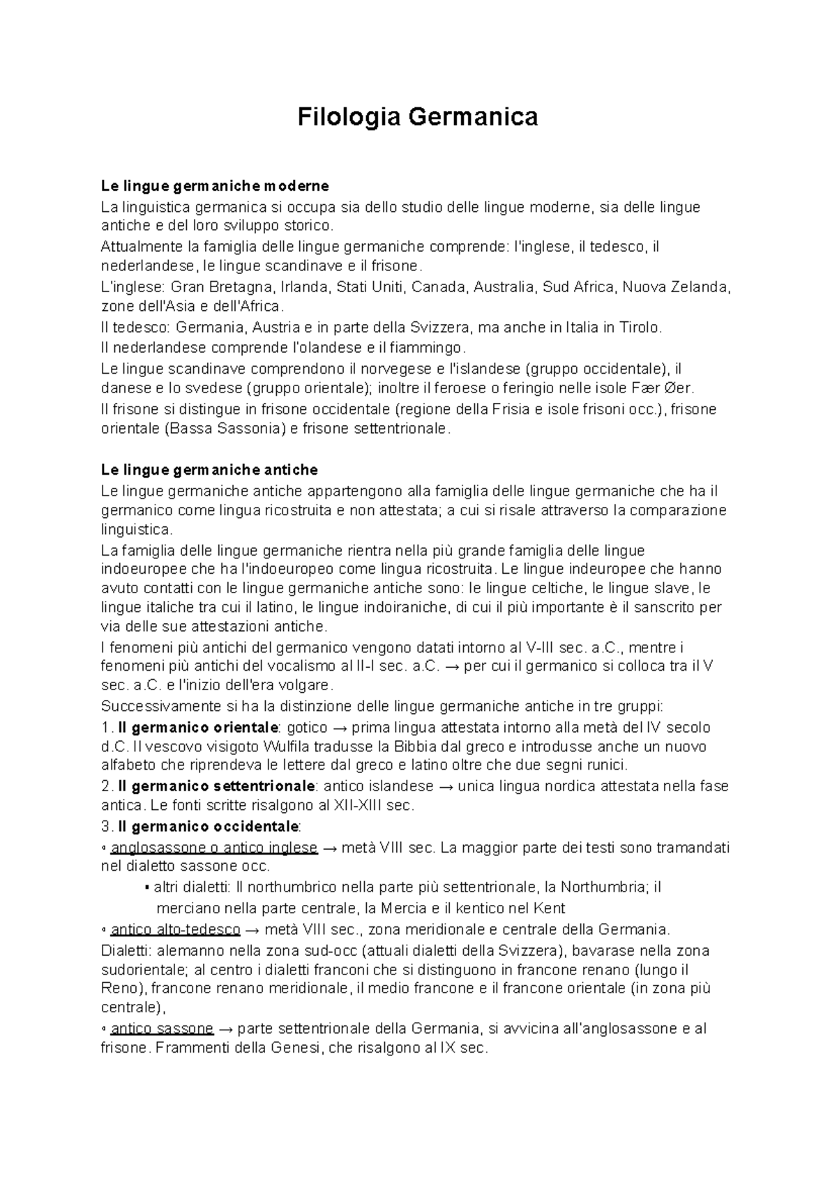 Le lingue germaniche moderne e teorie Filologia Germanica Le lingue