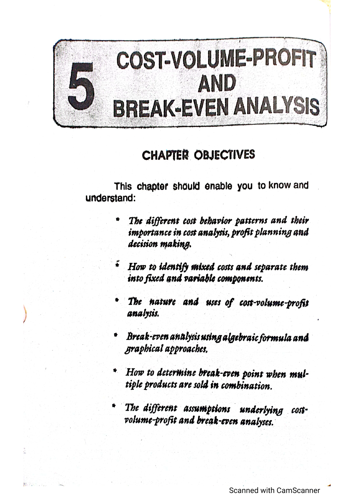 Chapter 5 - Cost Volume Profit & Break-even Analysis - Bachelor Of ...