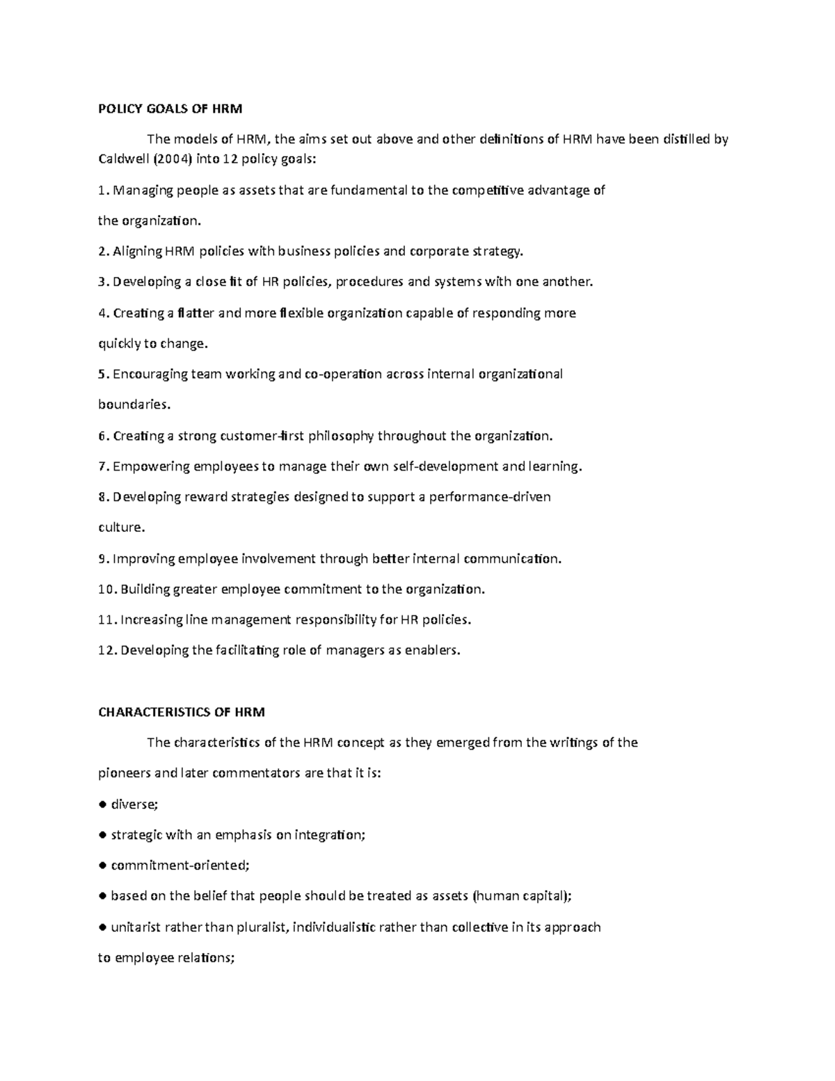 Policy Goals OF HRM - POLICY GOALS OF HRM The models of HRM, the aims ...