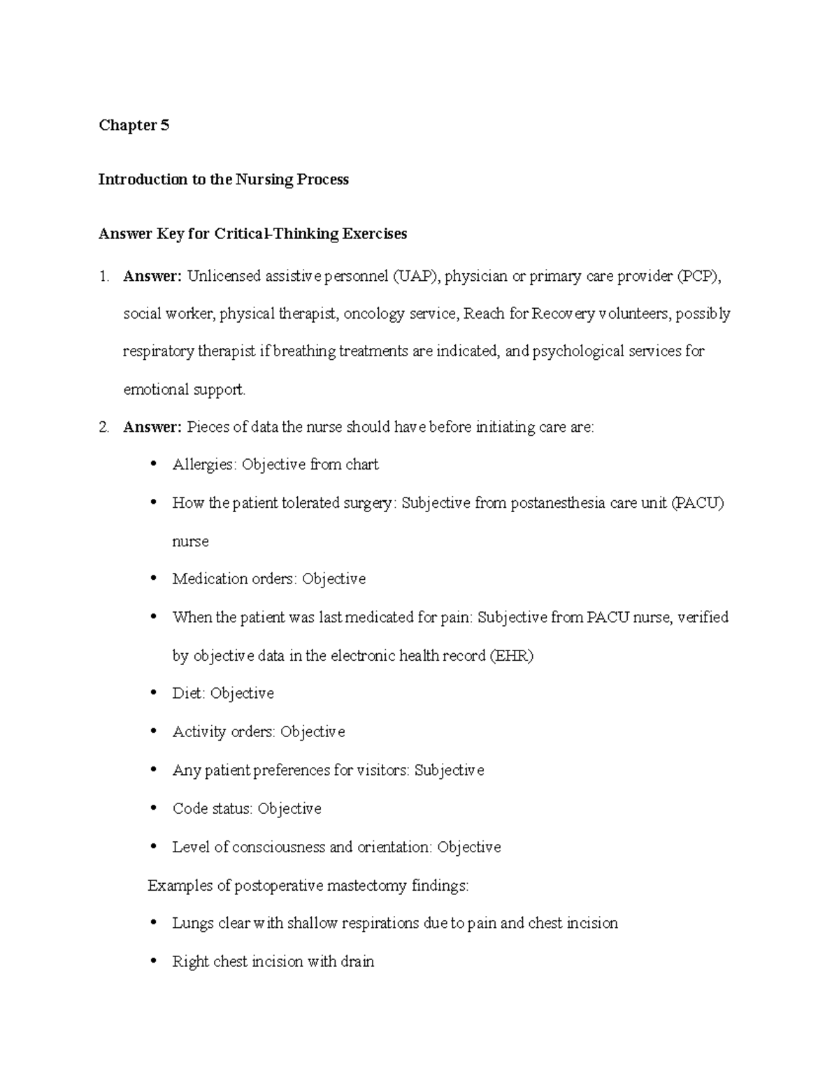 Chapter 005 - Summary Fundamentals Of Nursing - Chapter 5 Introduction ...