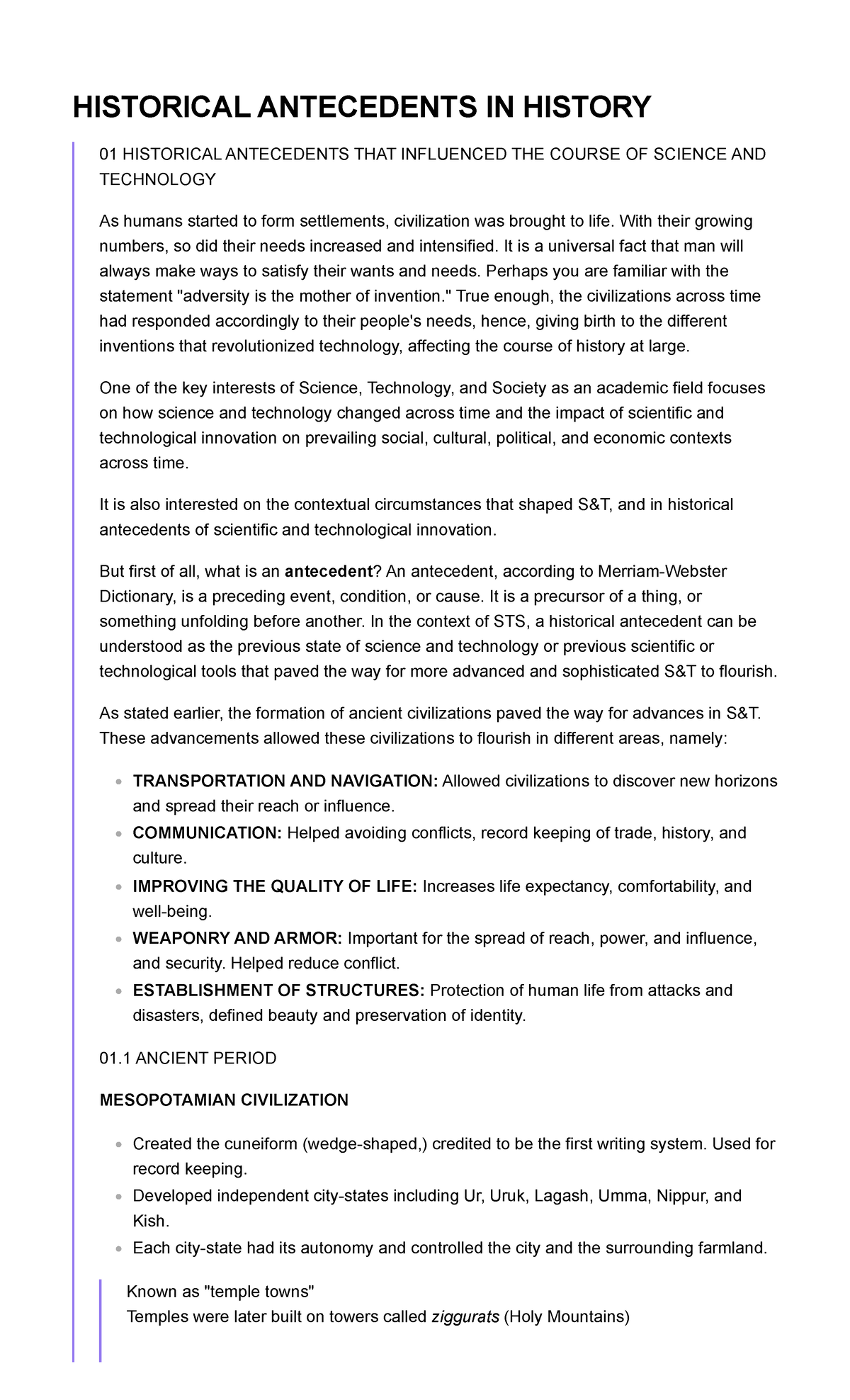 Historical Antecedents IN History HISTORICAL ANTECEDENTS IN HISTORY