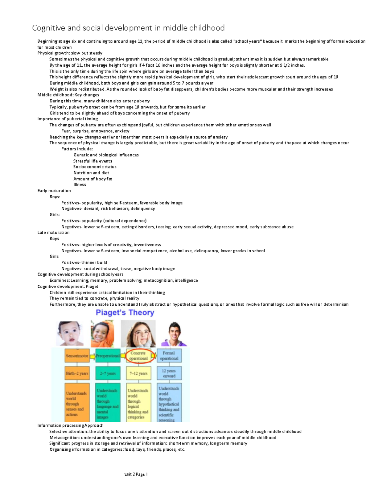 Cognitive and social development in middle childhood Beginning