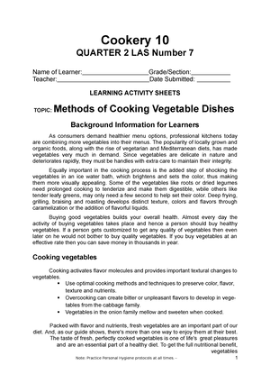 Q2 Grade 10 Cookery Module 2 - 10 TLE Quarter 2 – Module 2 ...