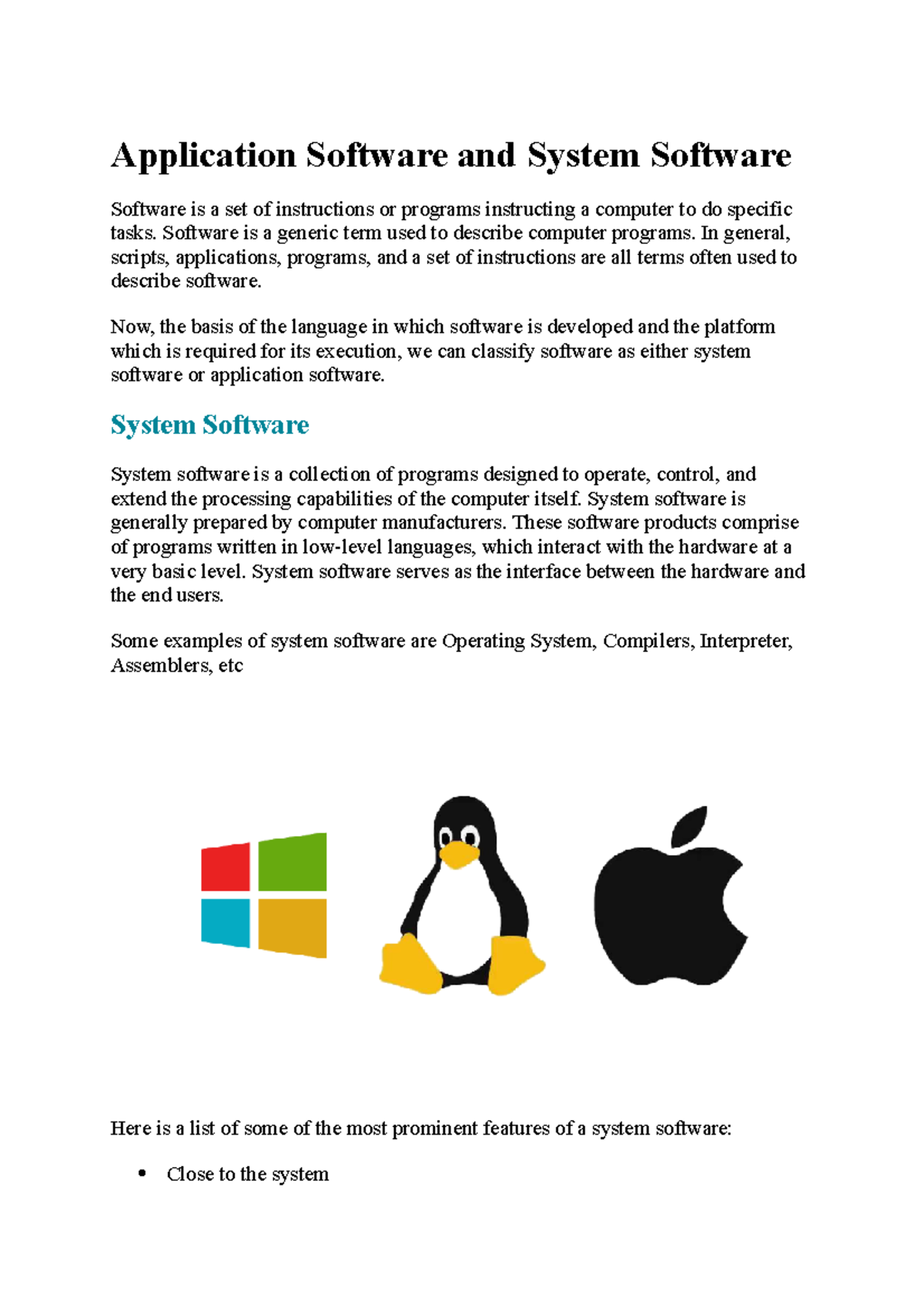 Application Software and System Software - Application Software and ...