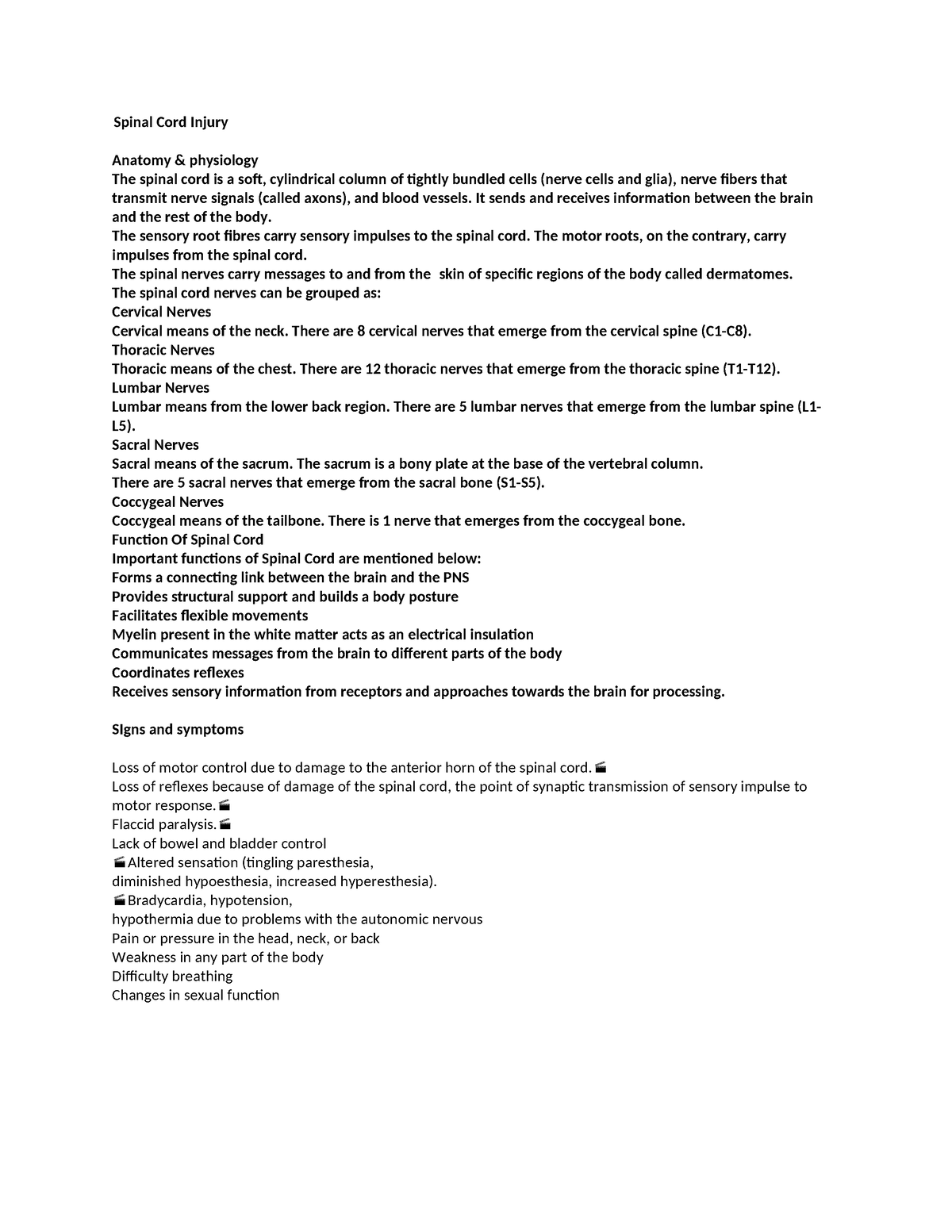 Spinal Cord Injury - Spinal Cord Injury Anatomy & physiology The spinal ...