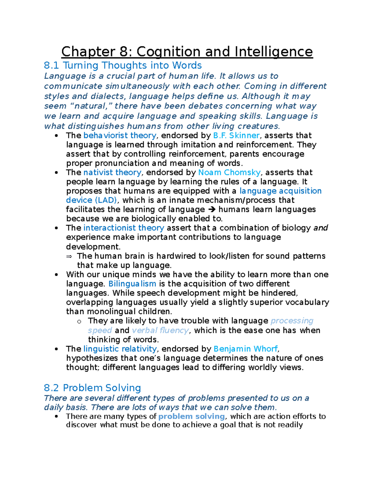 Chapter 8 - Summary Psychology: Themes And Variations - Chapter 8 ...