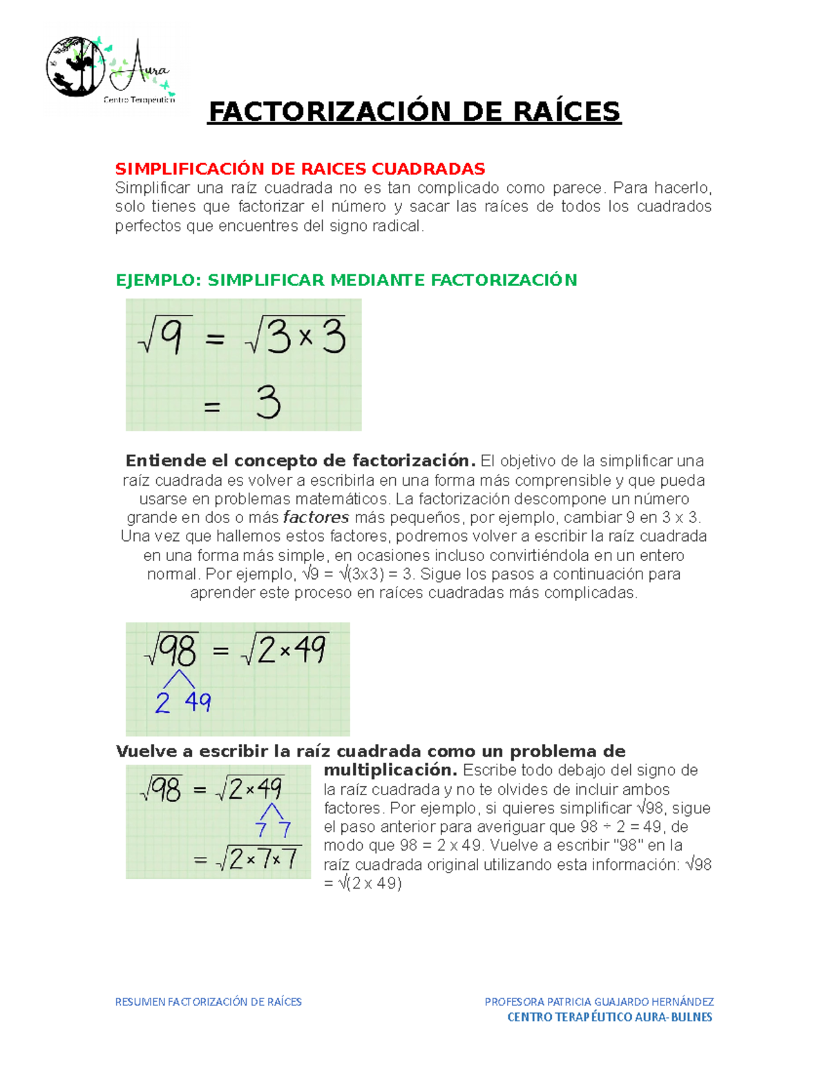 Cómo simplificar una Raíz Cuadrada