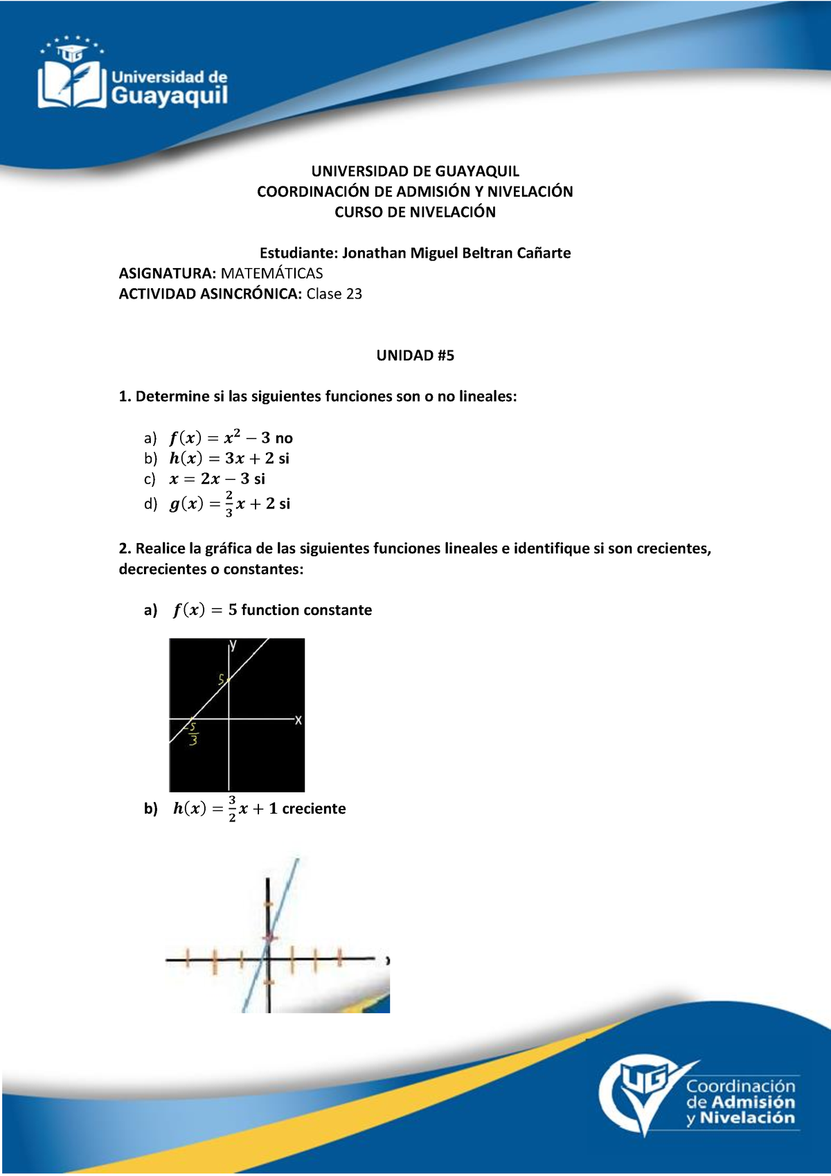 Tarea - U5 - Clase 23 - S7 Jonathan Miguel Beltran Cañarte ...