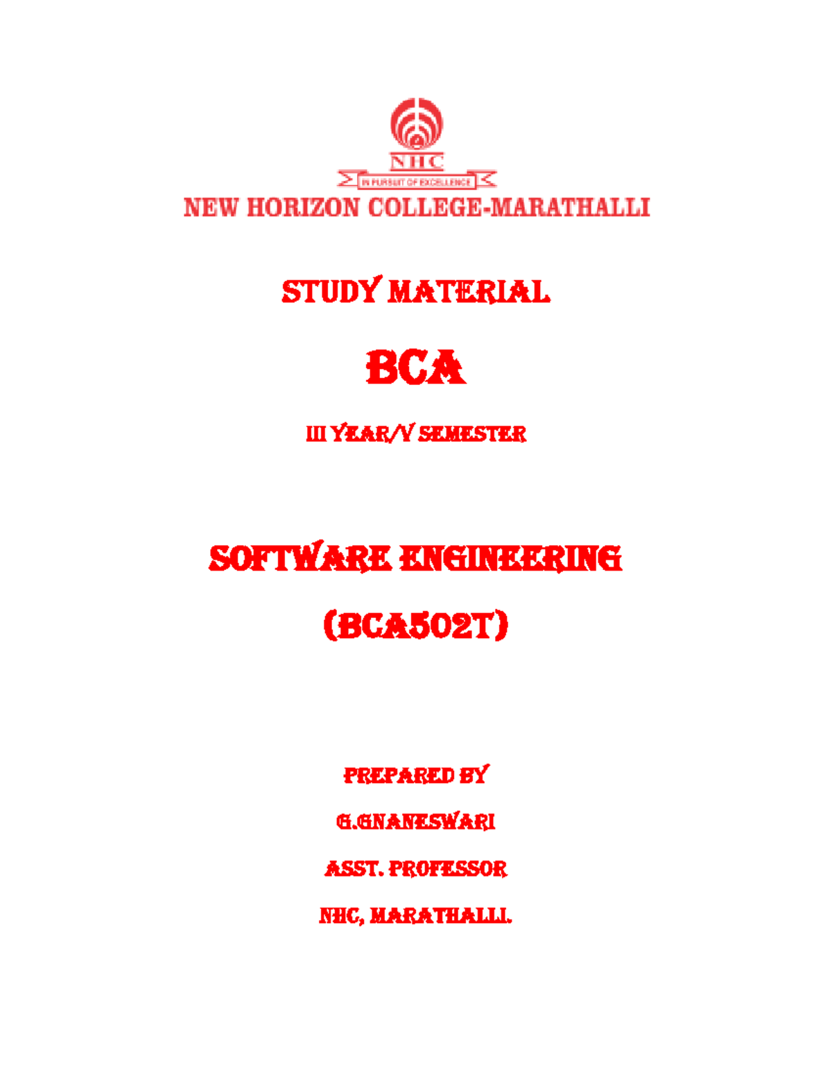 3 SEM - Software-engineering-notes - STUDY MATERIAL BCA III YEAR/V ...