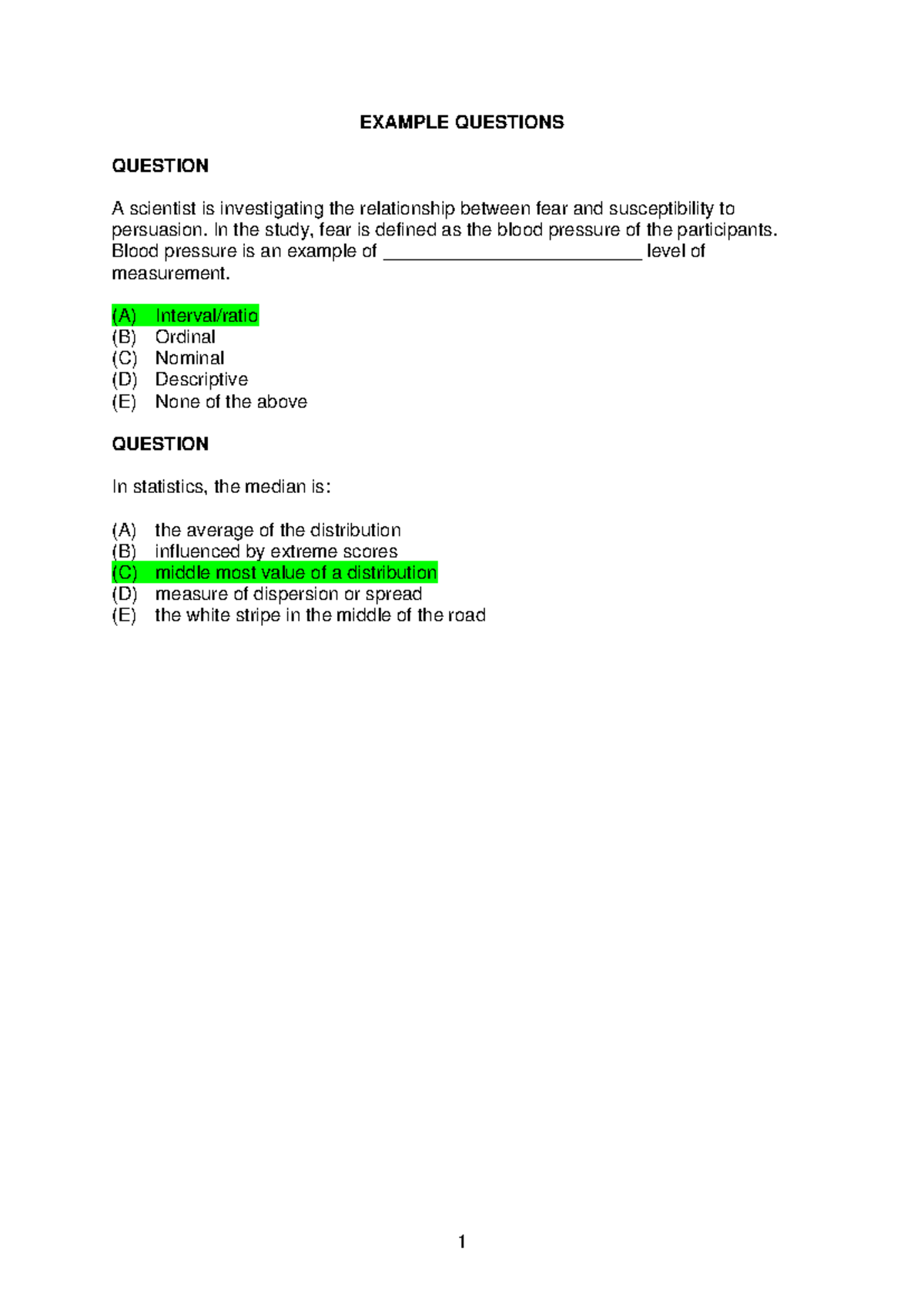 2024 Example questions - EXAMPLE QUESTIONS QUESTION A scientist is ...