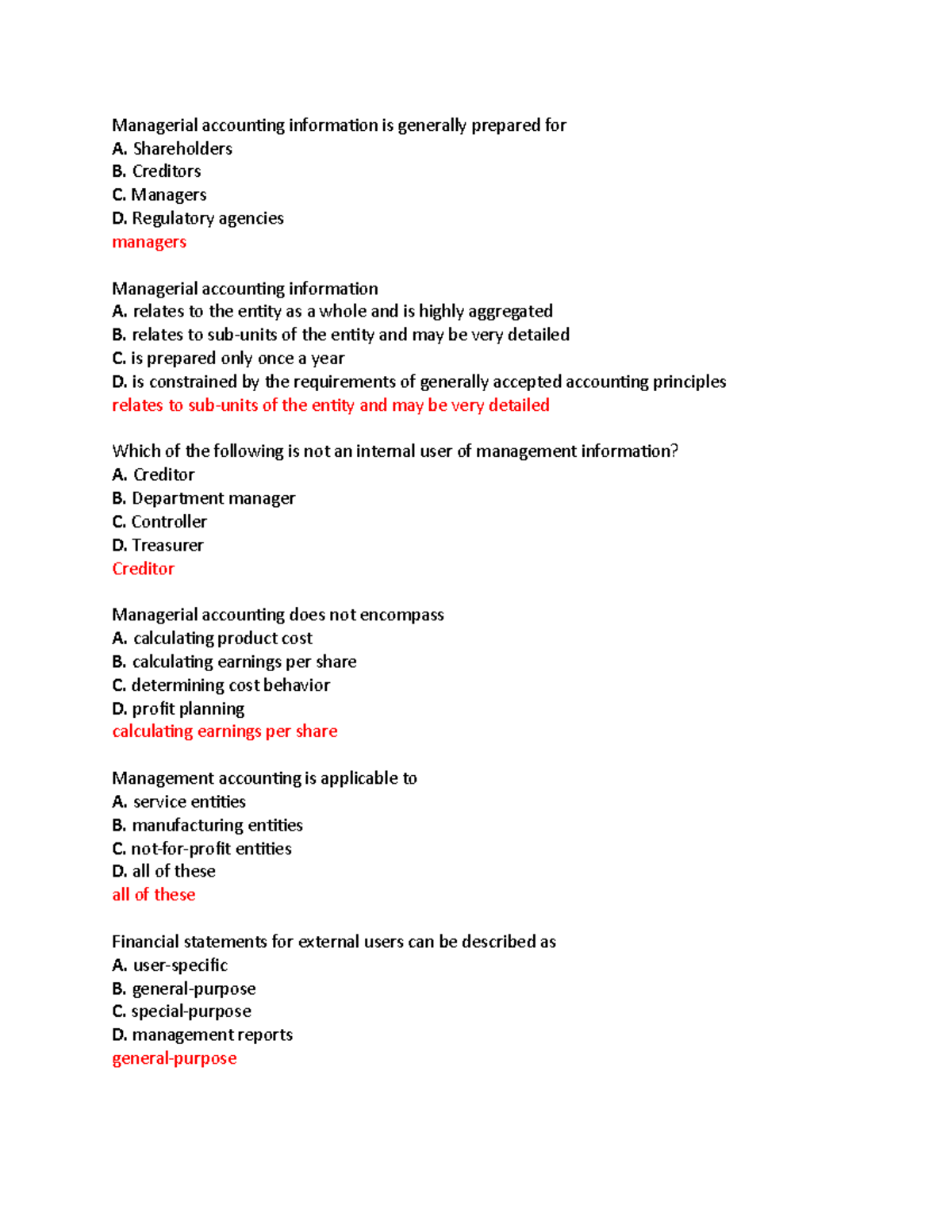 Managerial Account - Managerial accounting information is generally ...