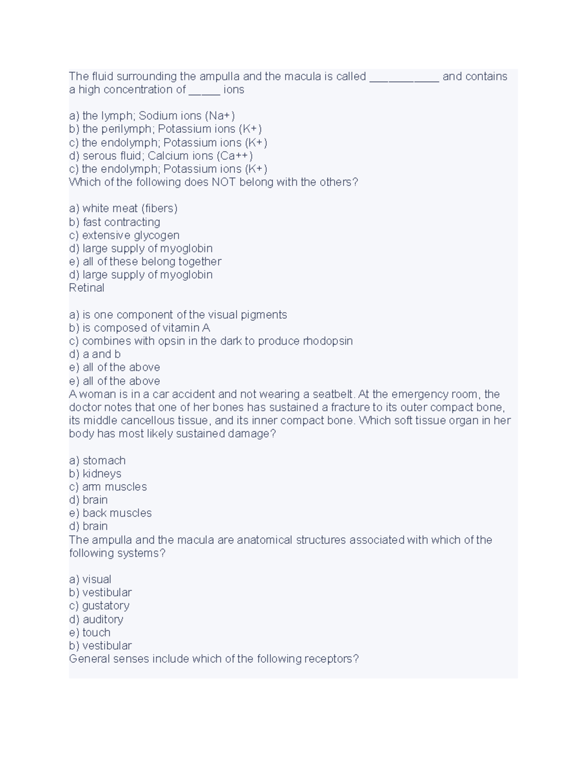 Anat 32 - practice - The fluid surrounding the ampulla and the macula ...