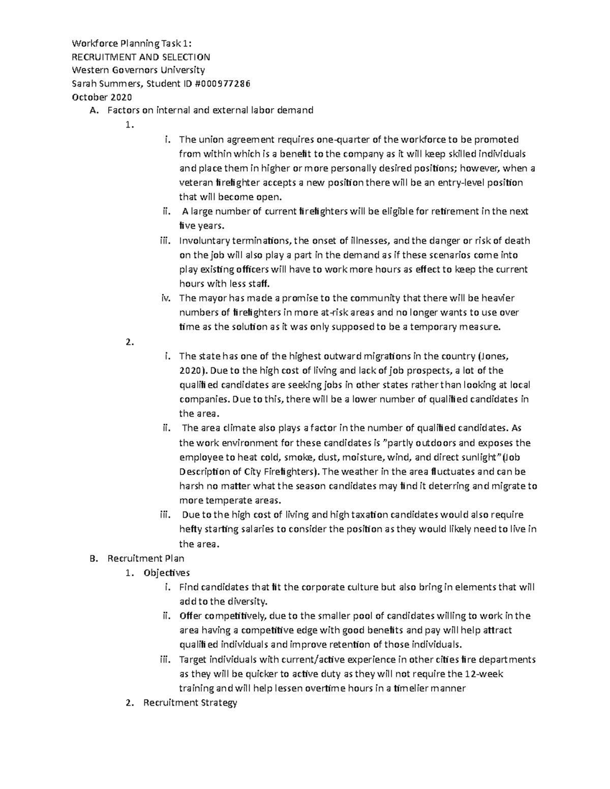 Workforce Planning Recruitment AND Selection TASK 1 - RECRUITMENT AND ...