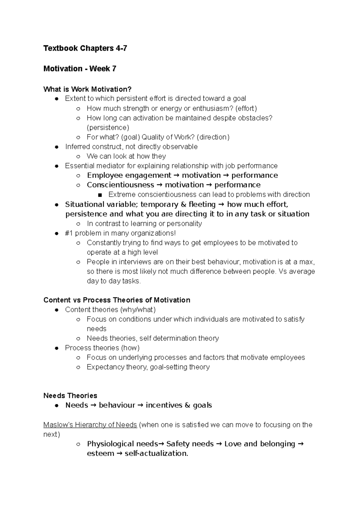 Lectures on Midterm 2 Psych 238 - Textbook Chapters Motivation Week 7 ...