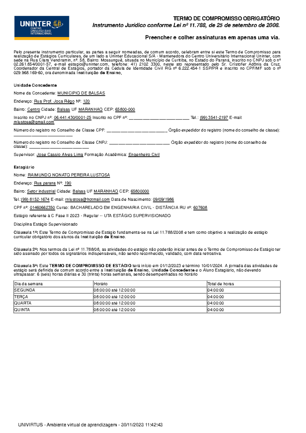 Termo de compromicio final - TERMO DE COMPROMISSO OBRIGATÓRIO ...