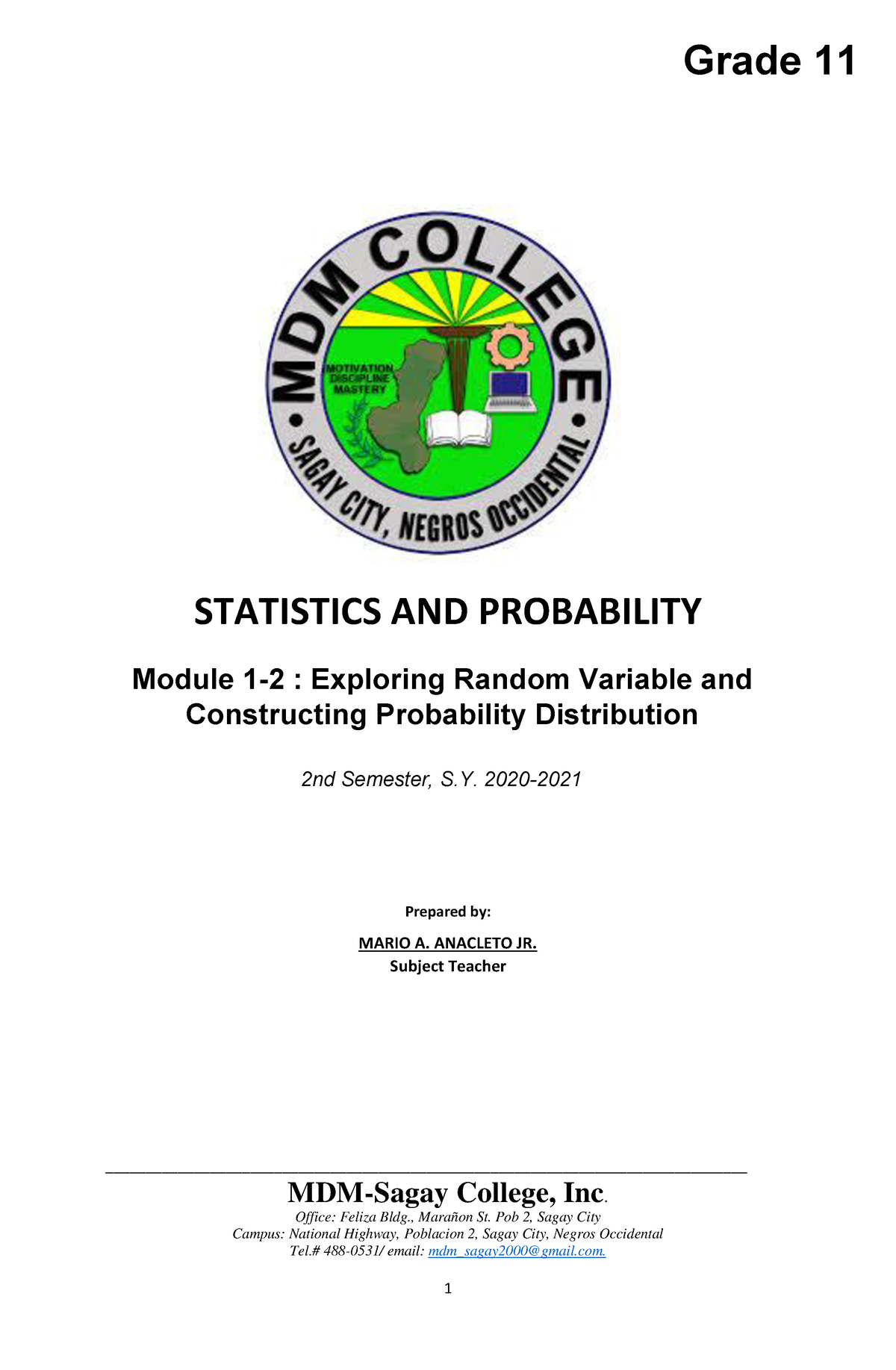 Statistics-Probability-Module-1-2 1 Module 1 & 2 Statistics - Business ...