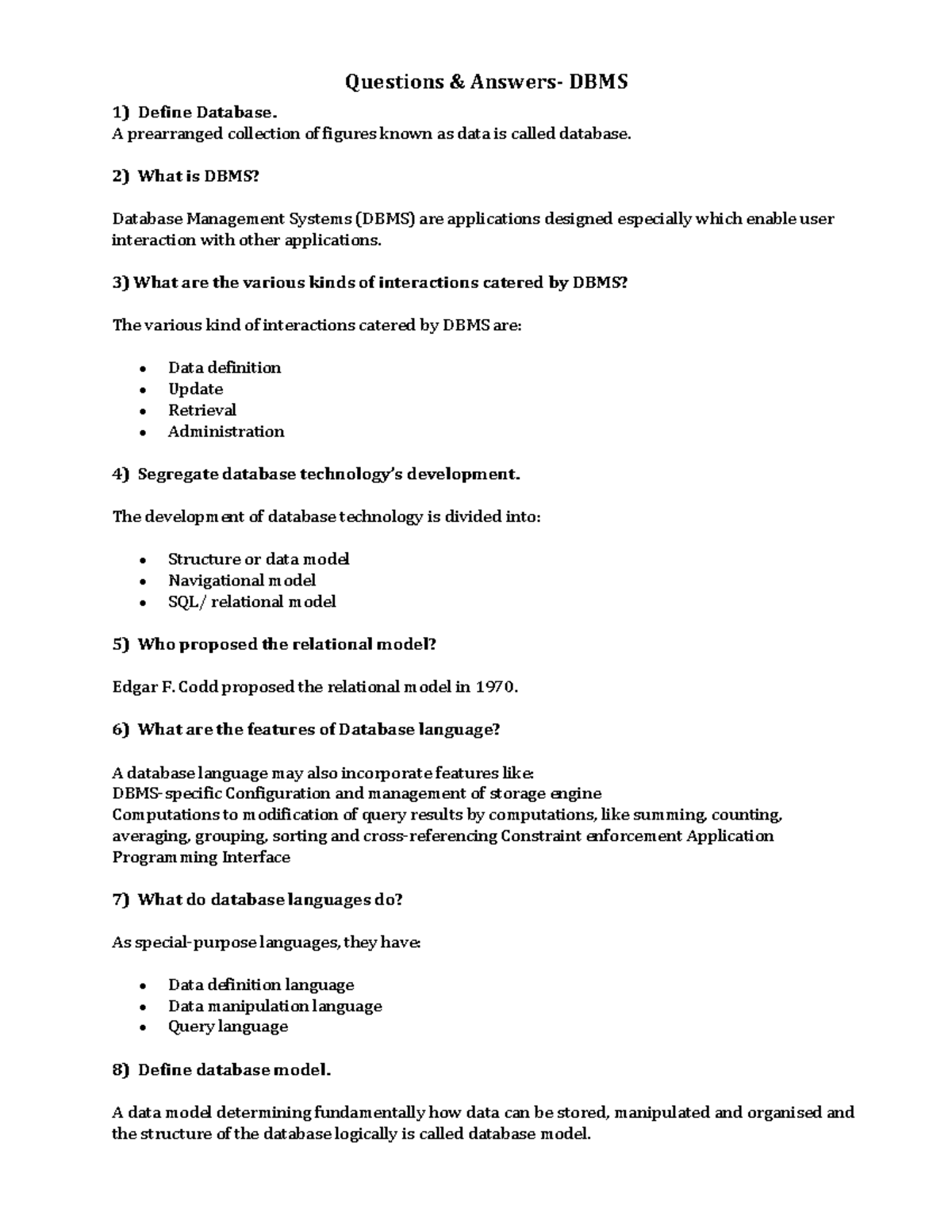 Oral questions and answers for dbms mysql mongodb nosql - Questions ...