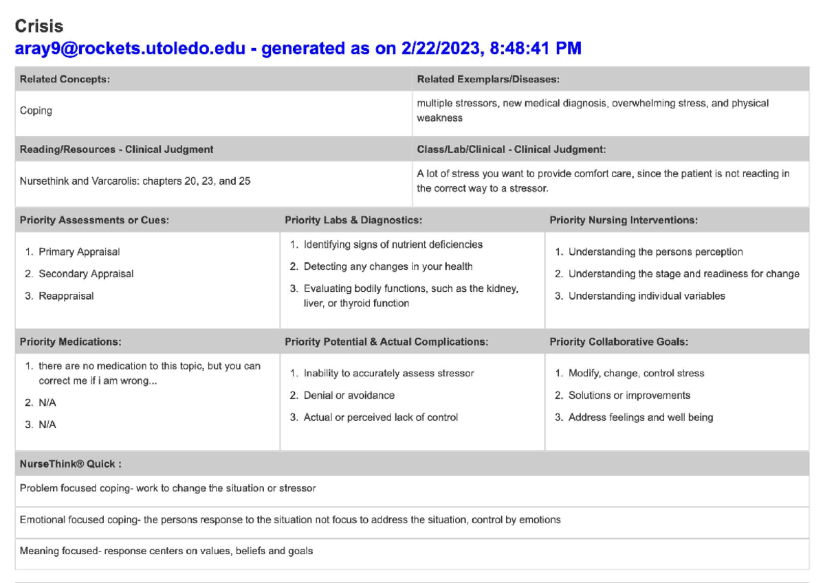 nursethink case study answers