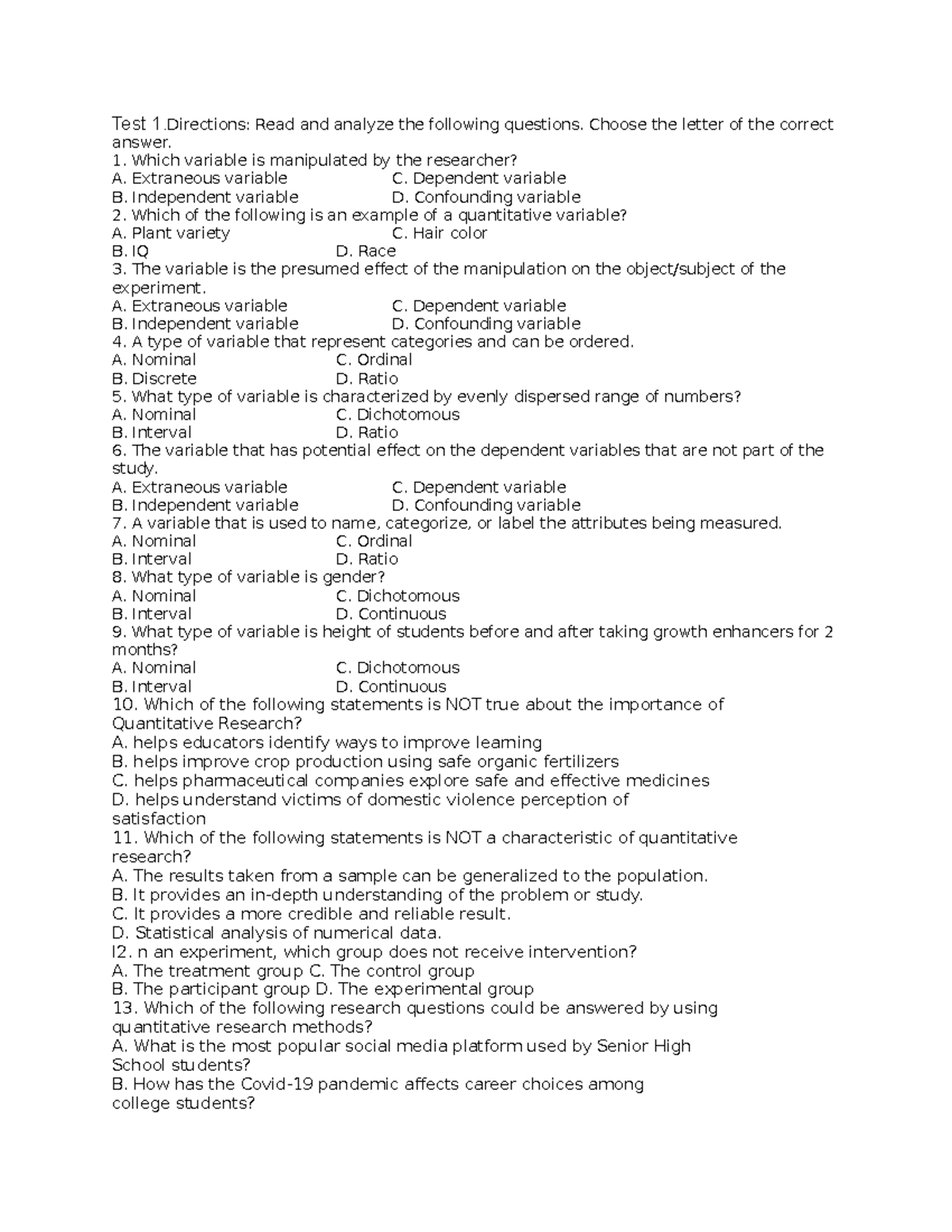 Pr2w1q1 - lecture summative - Test 1: Read and analyze the following ...