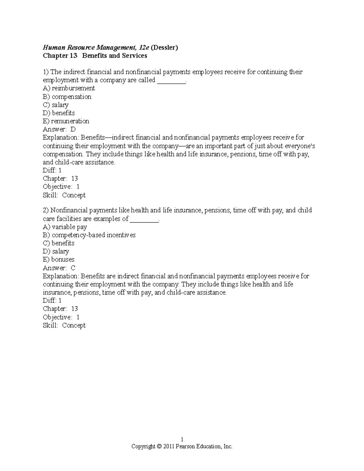 Dessler hrm12 tif13 - Compensation Management notes for mba ...
