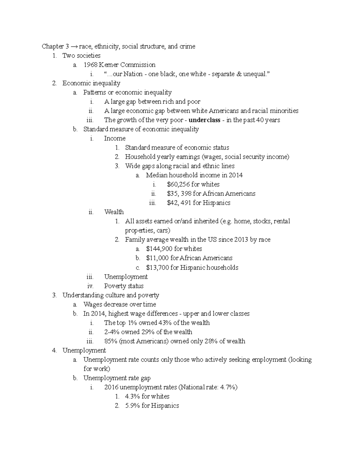 Chapter 3 - class notes - Chapter 3 → race, ethnicity, social structure ...