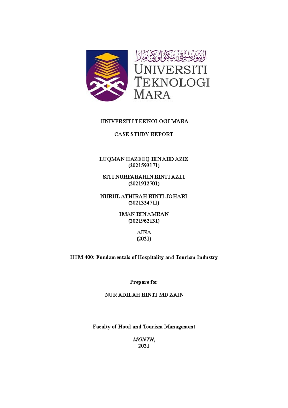 Case Study Fundamental - UNIVERSITI TEKNOLOGI MARA CASE STUDY REPORT ...