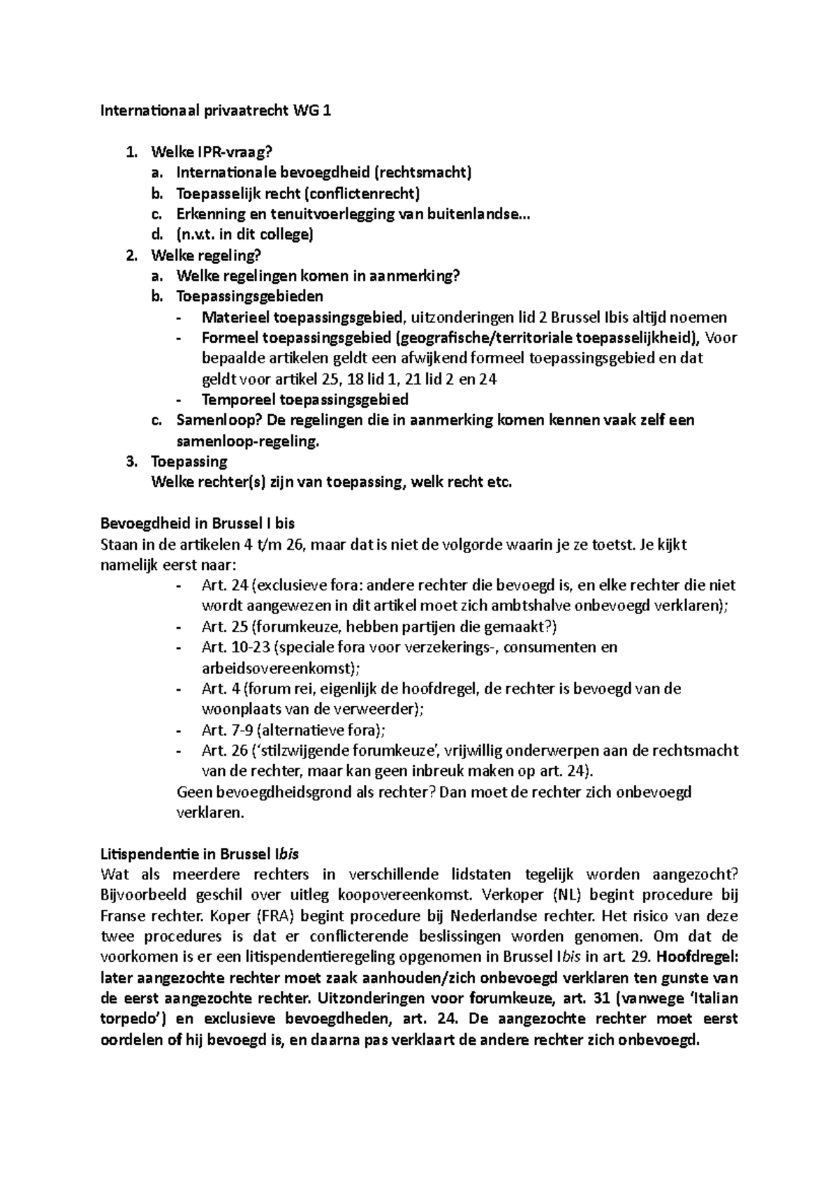 Internationaal Privaatrecht WG 1 - Welke IPR-vraag? A. Internationale ...