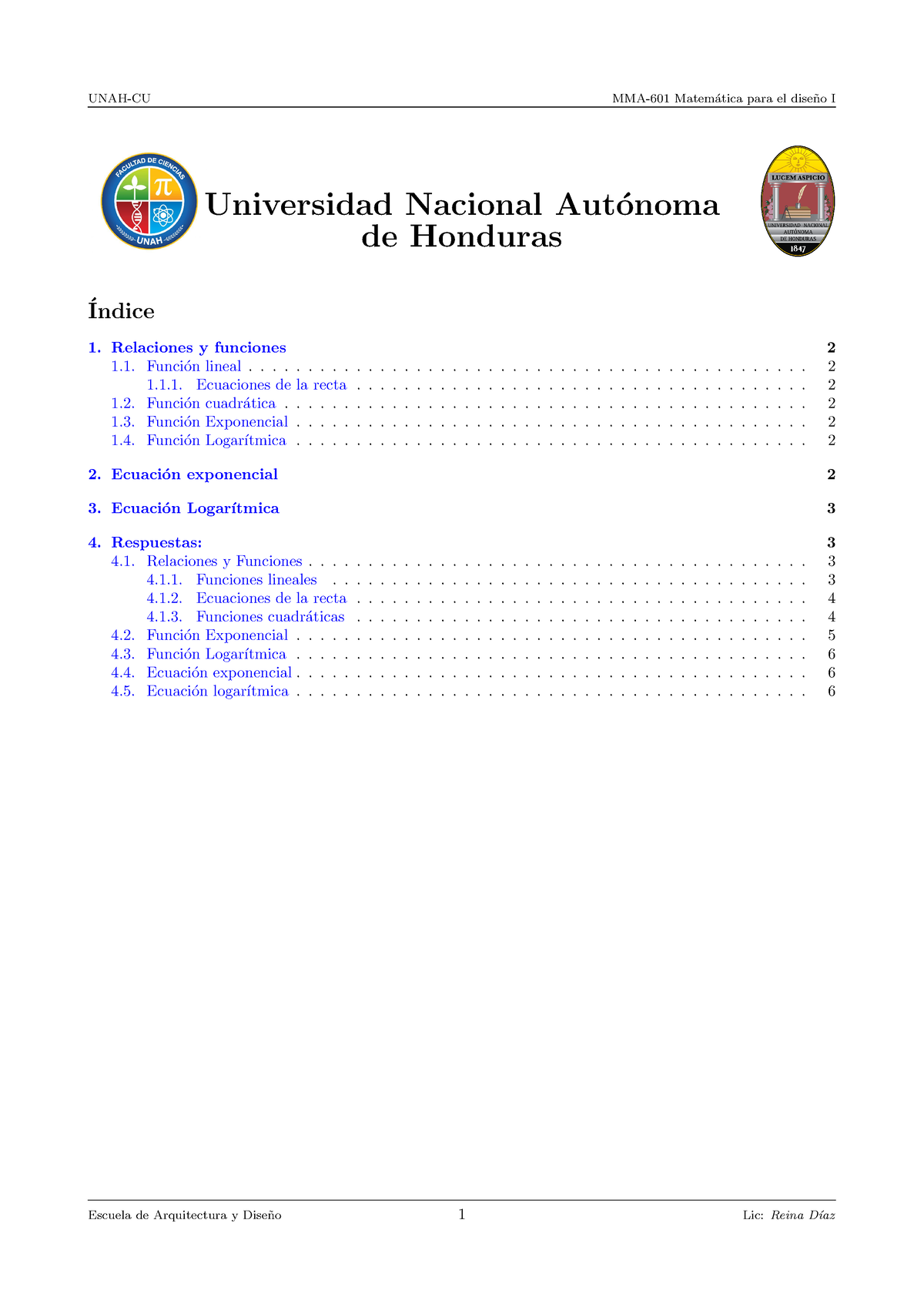 Guía Iii Mma601 Guia Universidad Nacional Aut ́onoma De Honduras Relaciones Y Funciones 0439