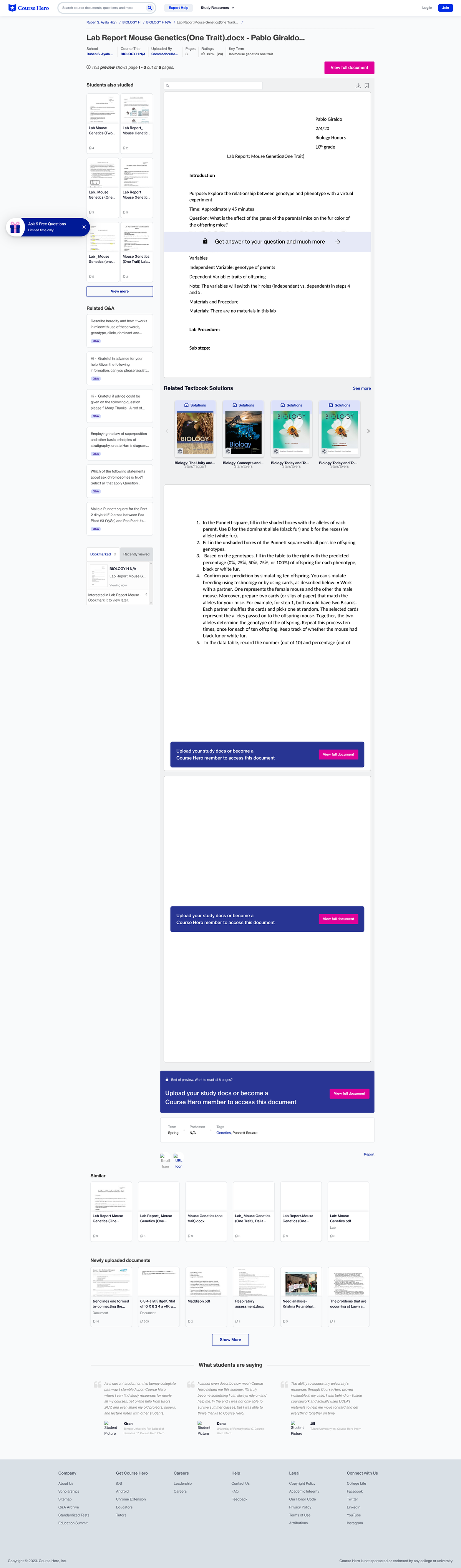 Lab Report Mouse Trait).docx Pablo Giraldo 2 4 20