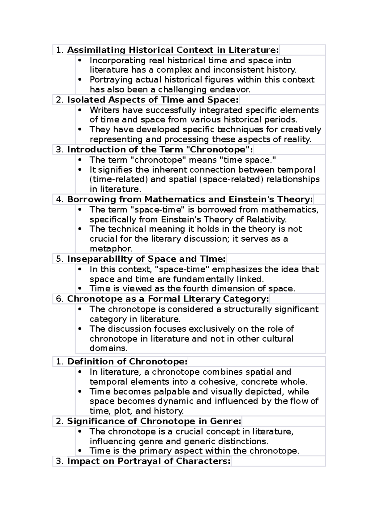 Chronotype of novel - summary from readings - Assimilating Historical ...