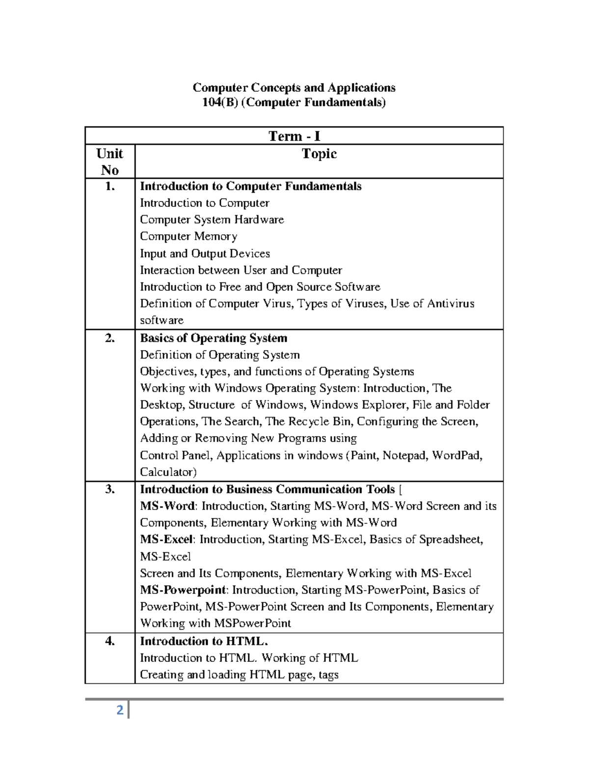 Computer Applications - F. B. Computer Concepts and Applications 104(B ...