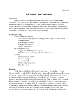 Lab Report 04 - Experimental Organic Chemistry: a Miniscale and ...