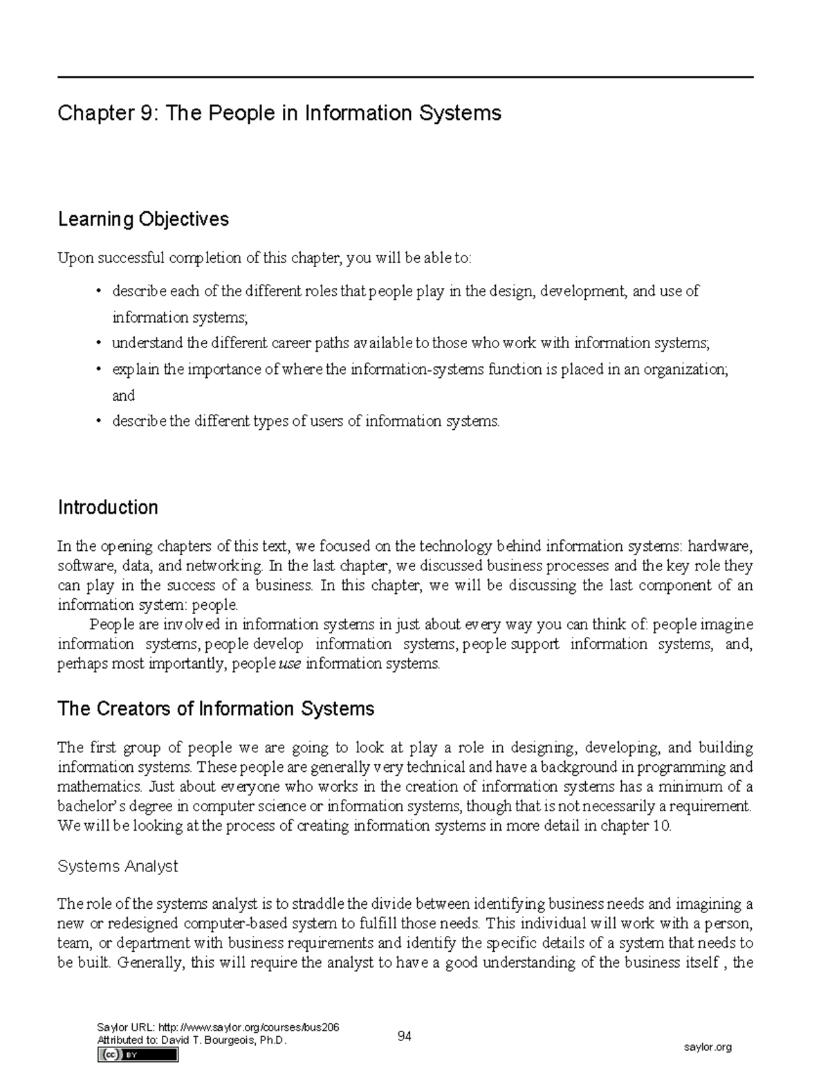 Chapter 9 - Notes of CH9 - Chapter 9: The People in Information Systems ...