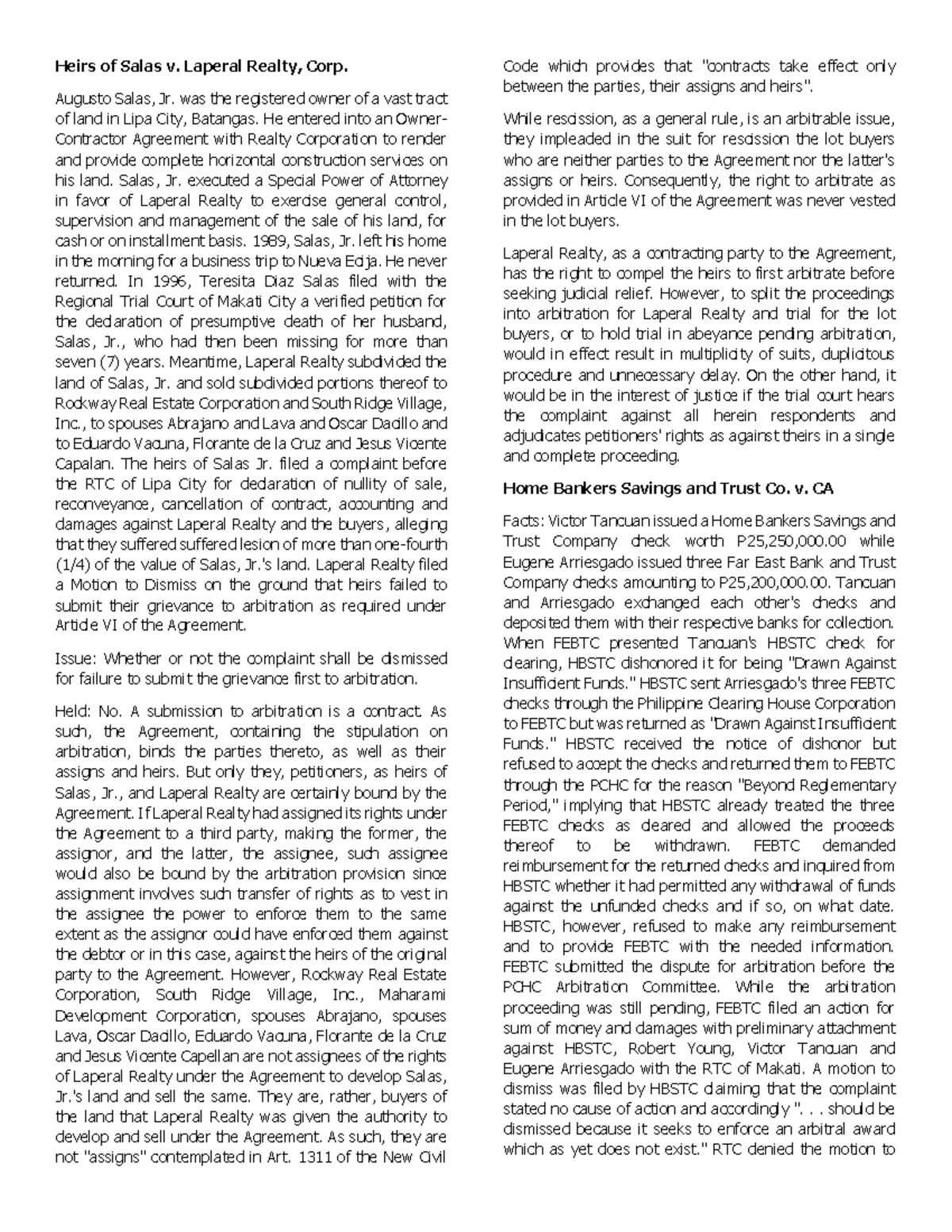 ADRcasedigests Alternative Dispute Resolution Warning TT