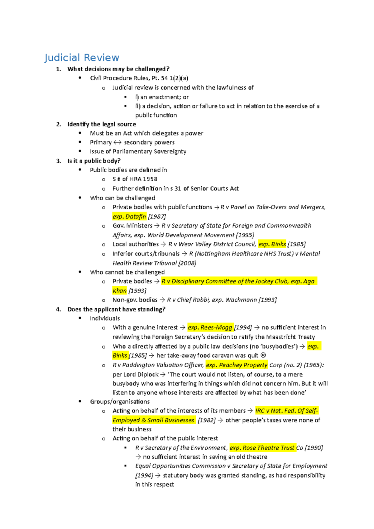 Judicial Review: Challenging Decisions Legal Sources Public Bodies ...