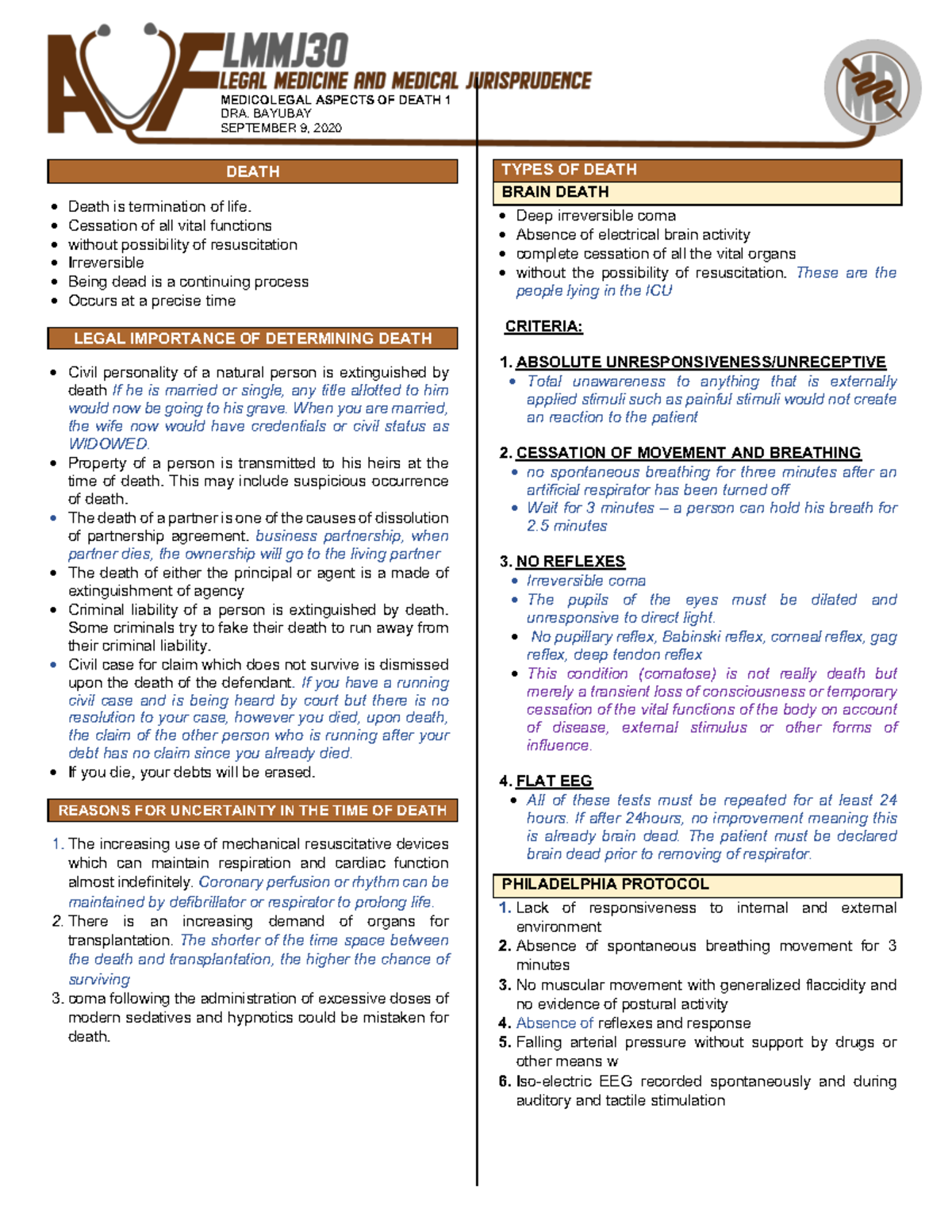 LMMJ-1P- Medicolegal Aspect OF Death 1 - Warning: TT: Undefined ...