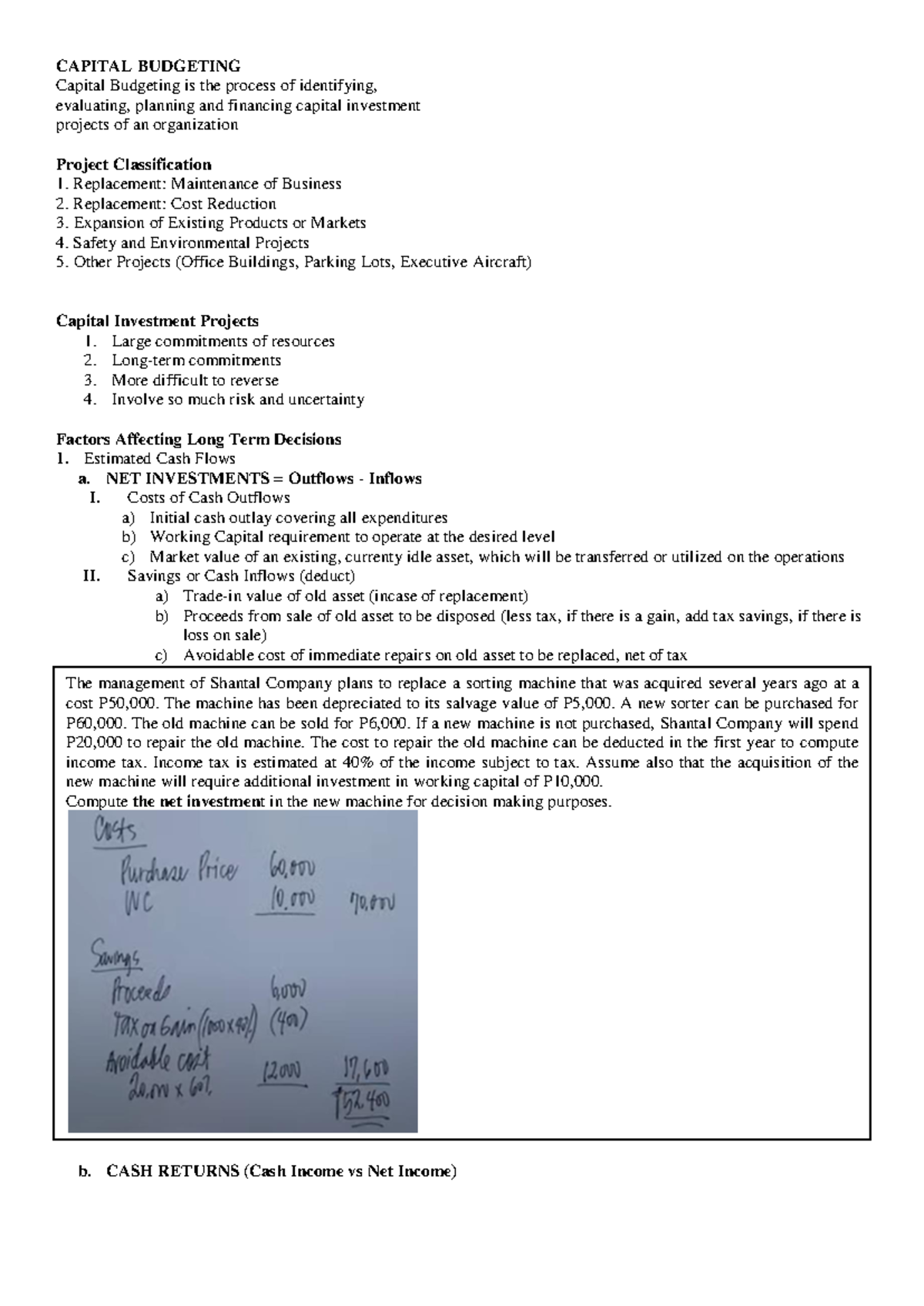 Capital budgeting - Summary Financial Accoounting - CAPITAL BUDGETING ...