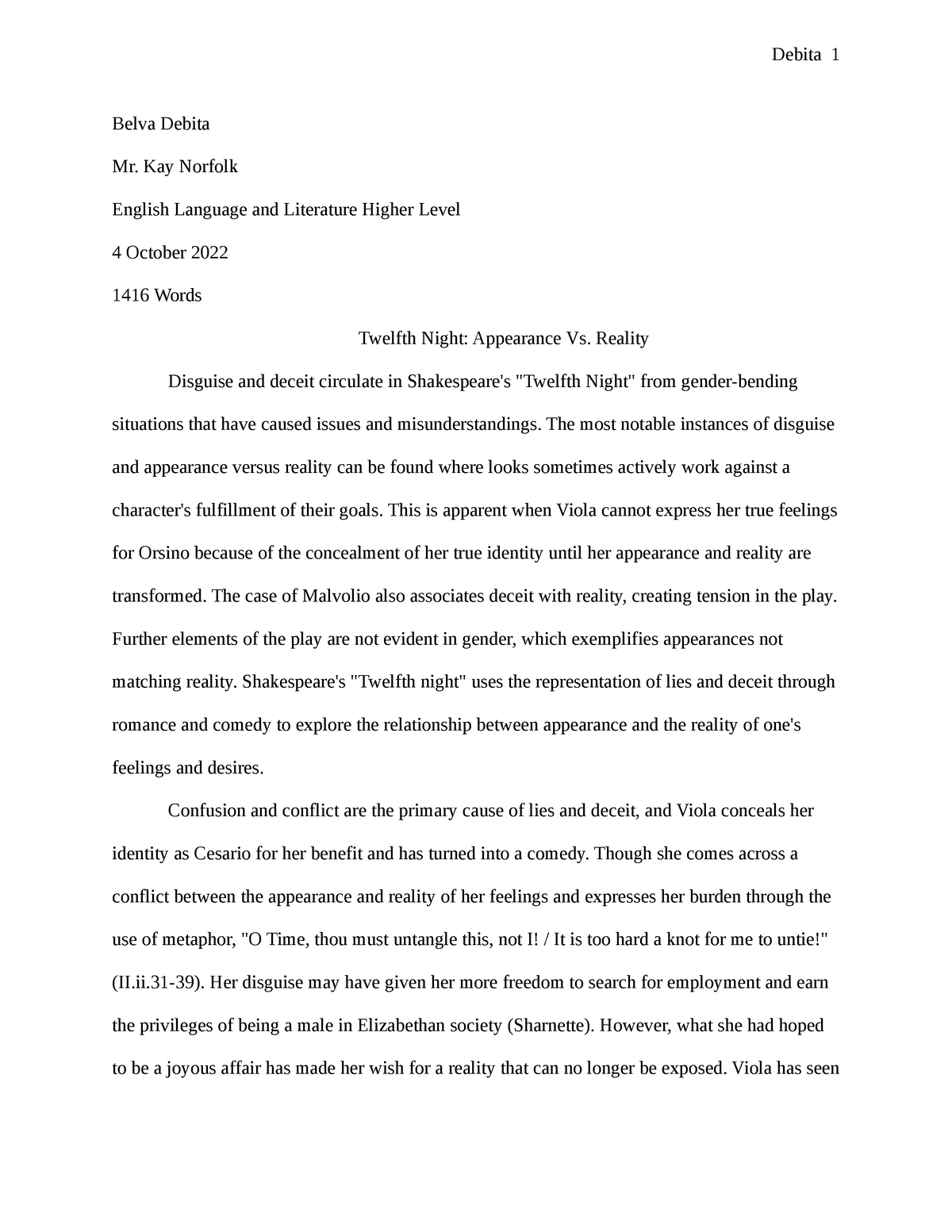 english language and literature higher level essay