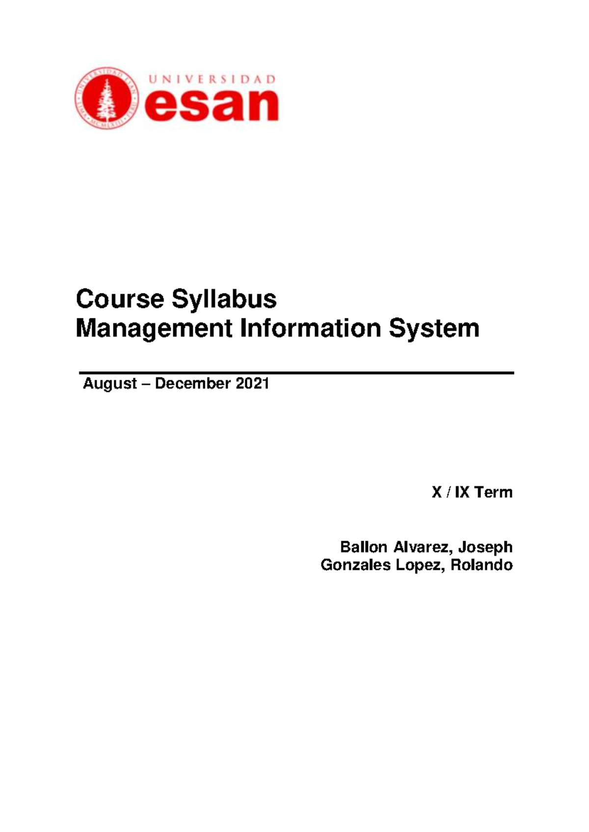 Management Information System [Silabo 2021-2] - Course Syllabus ...