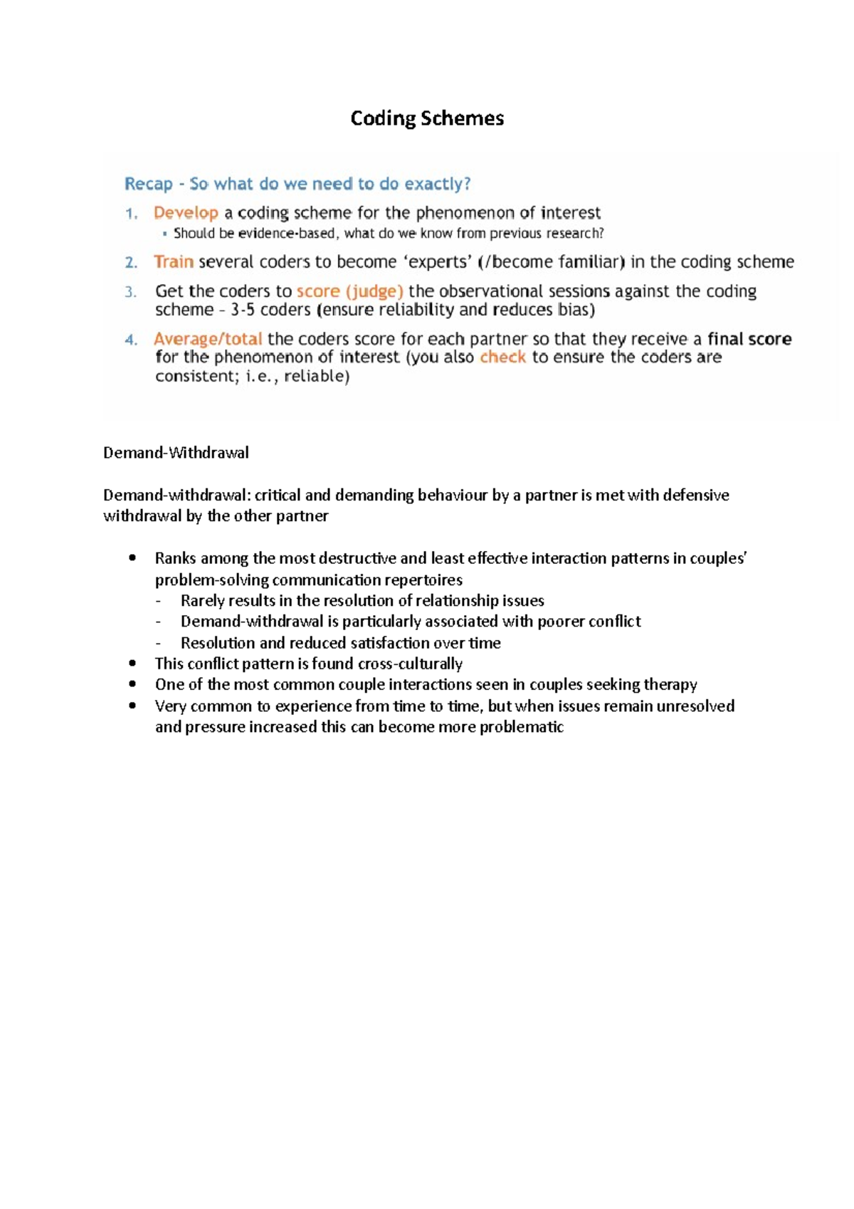 Week 7 - Observational Coding Demand Withdrawal - Coding Schemes Demand ...
