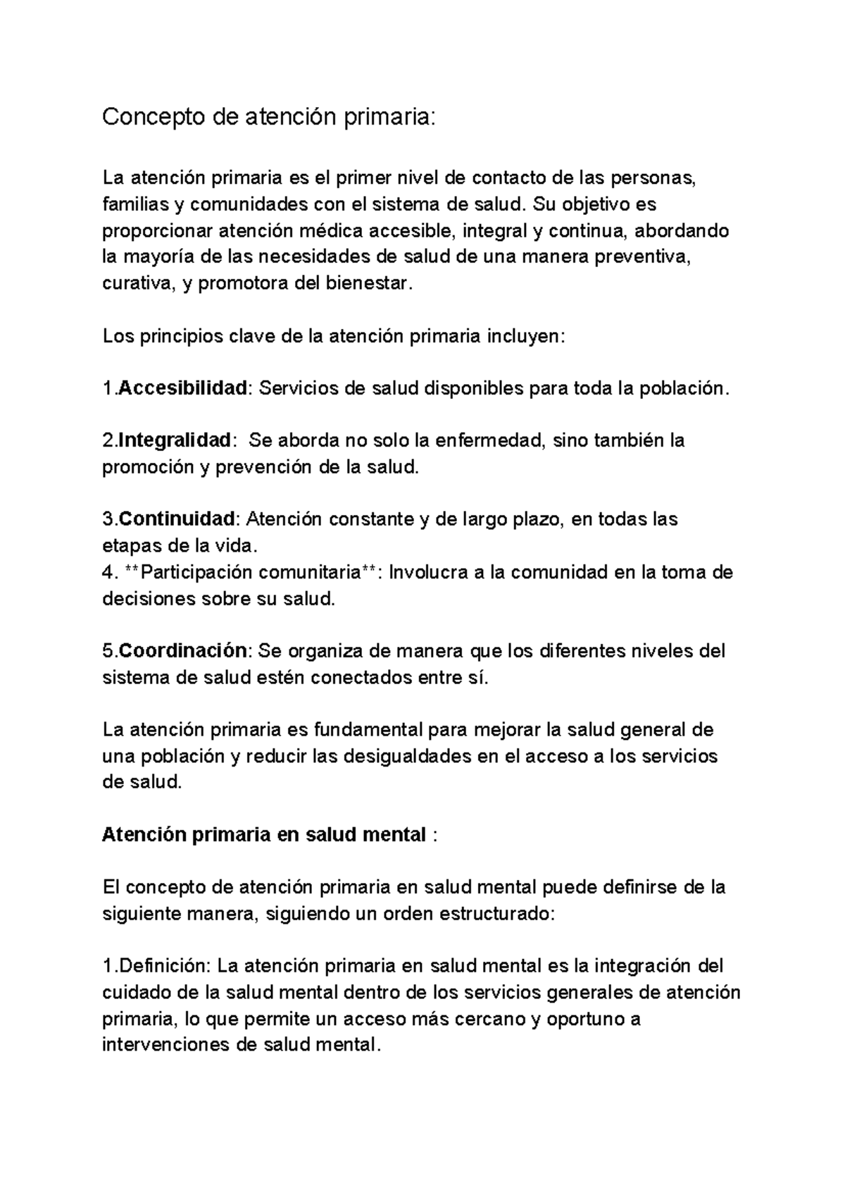 Unidad 2 - Tarea - Concepto de atención primaria: La atención primaria ...
