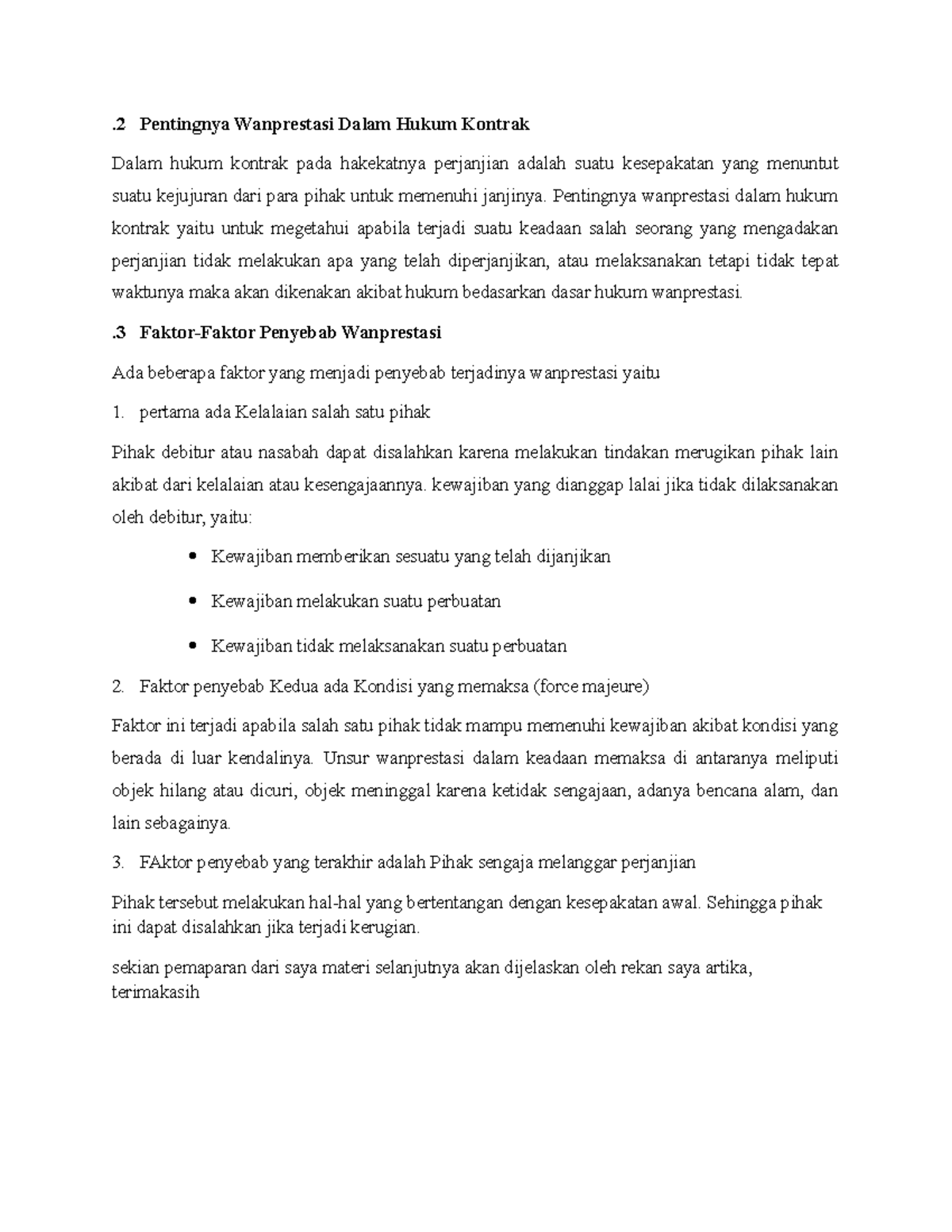 Presentasi Wanprestasi Dalam Hukum Kontrak - .2 Pentingnya Wanprestasi ...