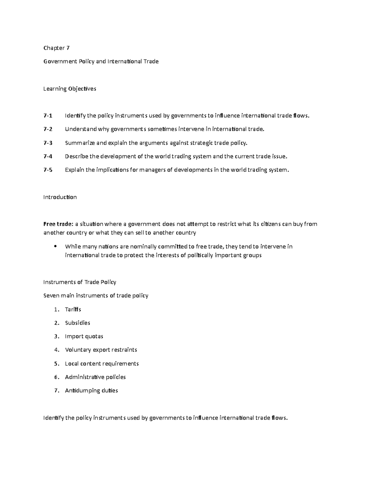 Chapter 7 Lecture Notes 2 - Chapter 7 Government Policy and ...