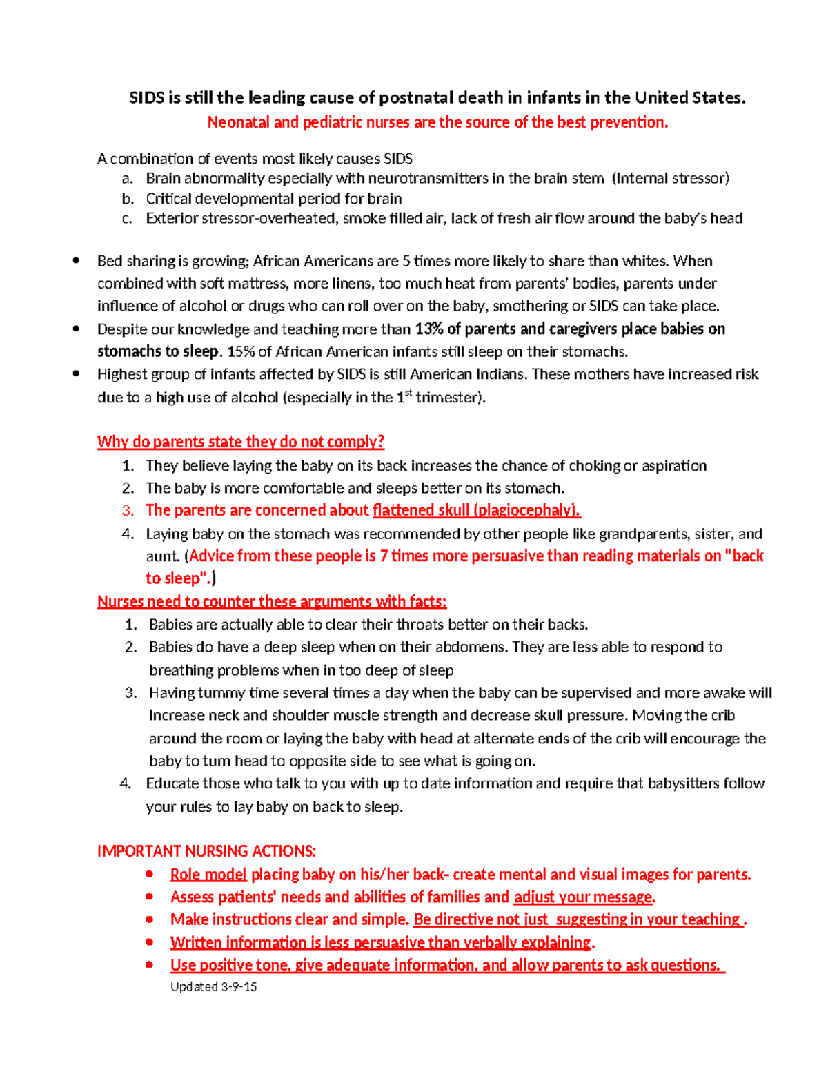 SIDS - SIDS lecture notes - SIDS is still the leading cause of ...