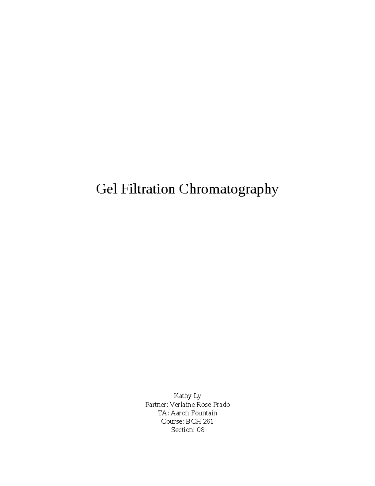 Filtration Chromatography Formal Report for biochemistry Gel