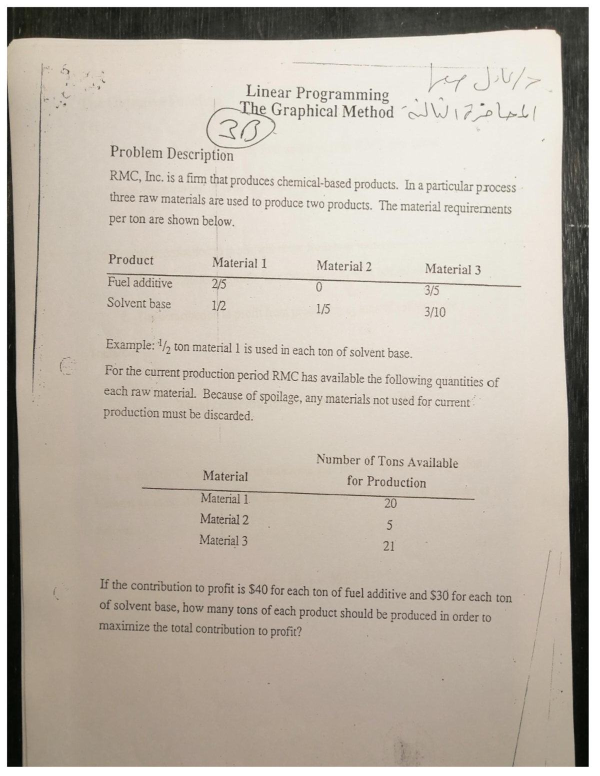 Full Example for linera prograimming - Fundamentals of Manufacturing ...